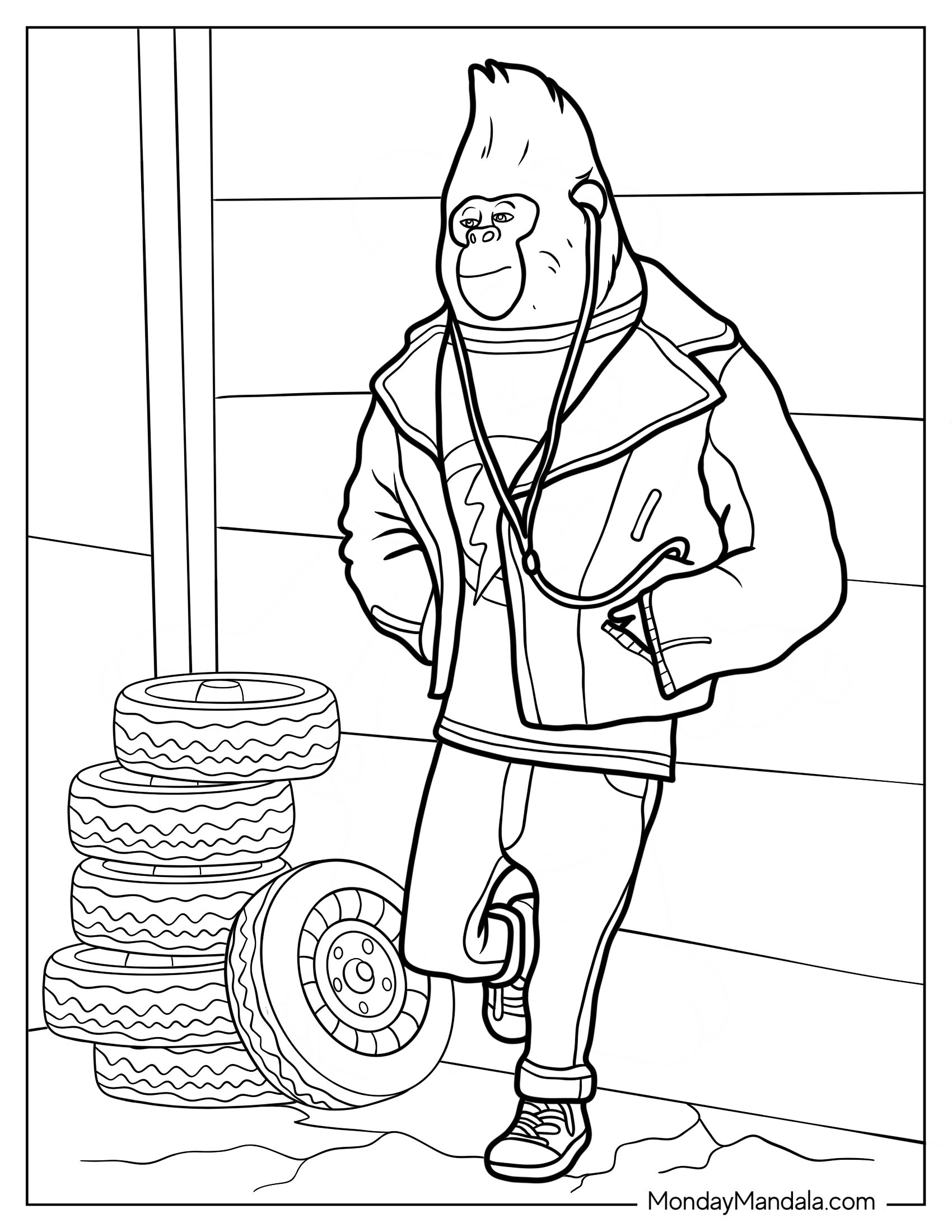 Sing Coloring Page Of Easy Johnny With Earphones On