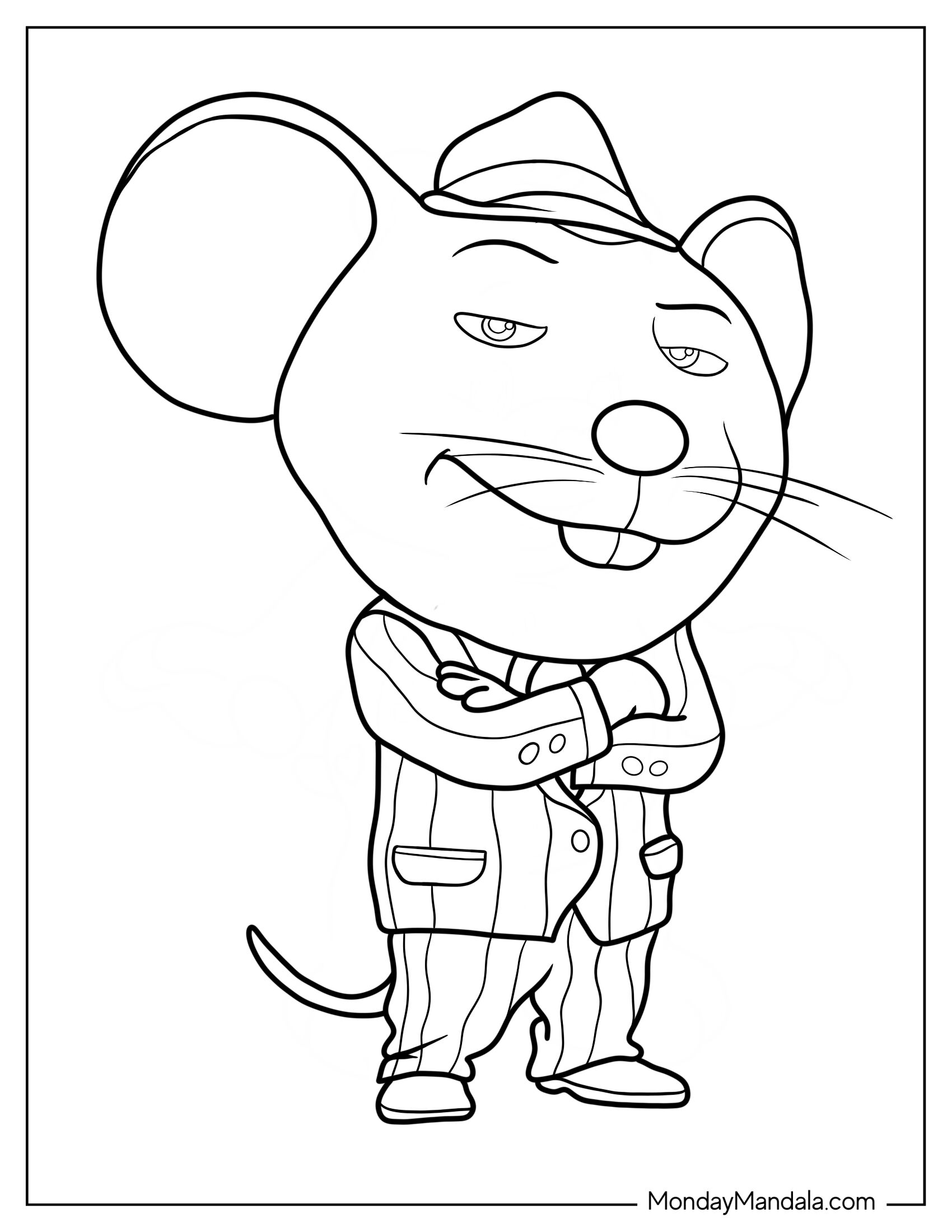 Sing Coloring Page Of Easy Outline Of Mike In Suit For Preschoolers