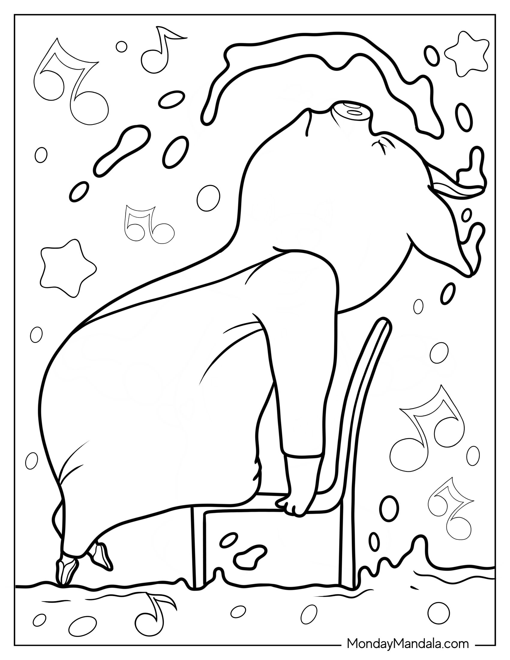 Sing Coloring Page Of Gunter Posing With Chair For Kids