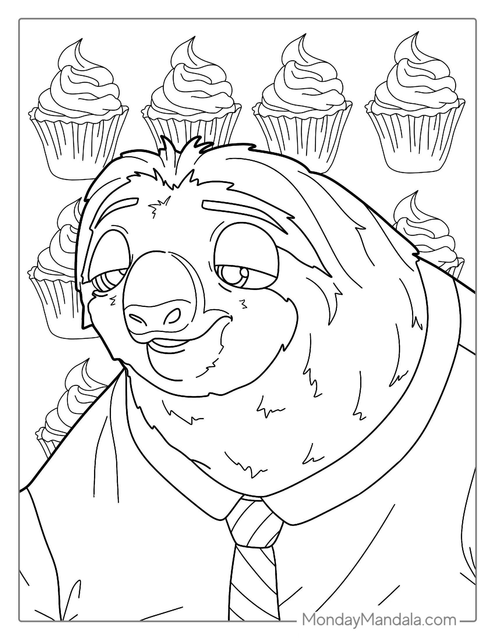 Sloth From Zootopia Coloring Sheet