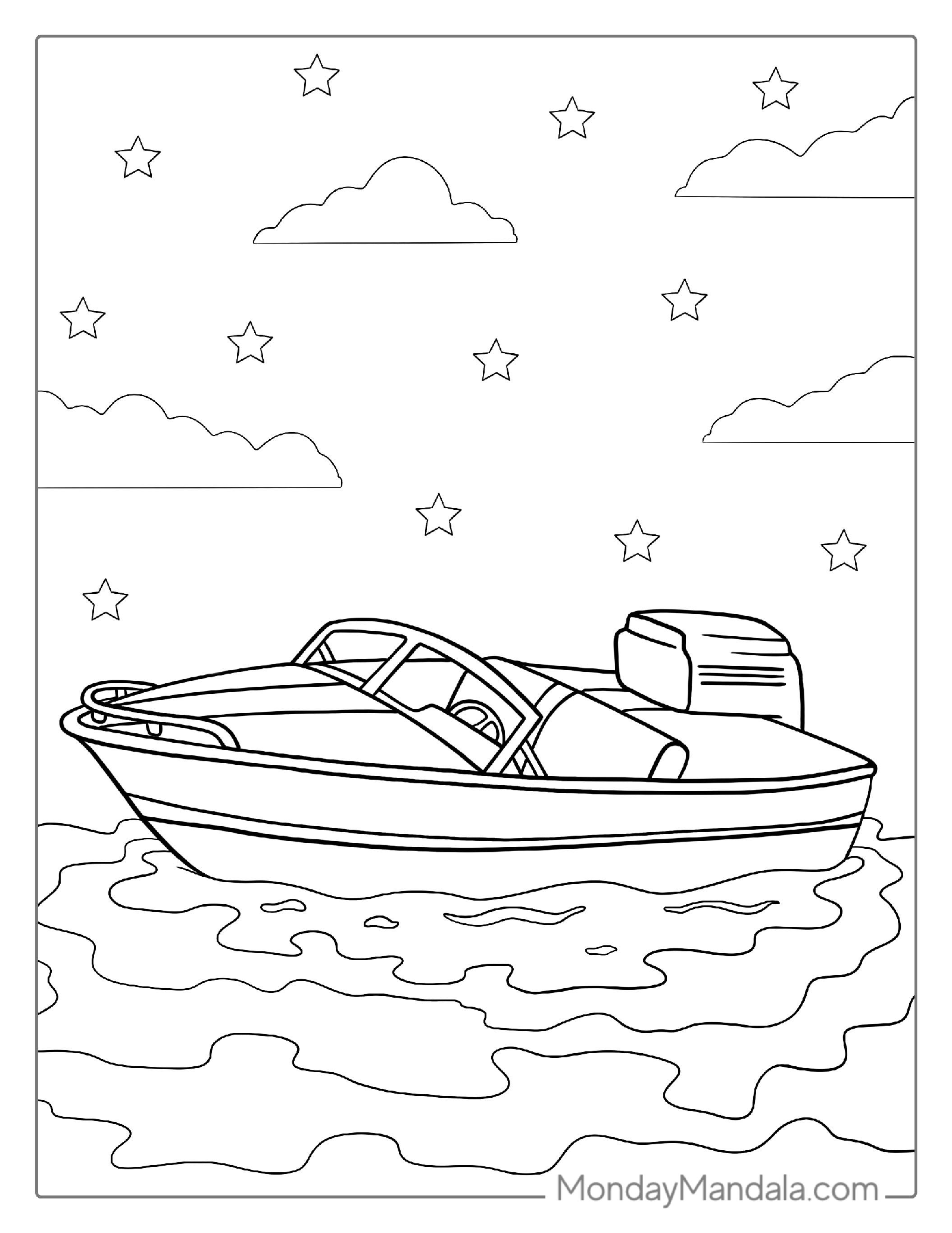 Small Jet Boat Coloring Sheetpdf