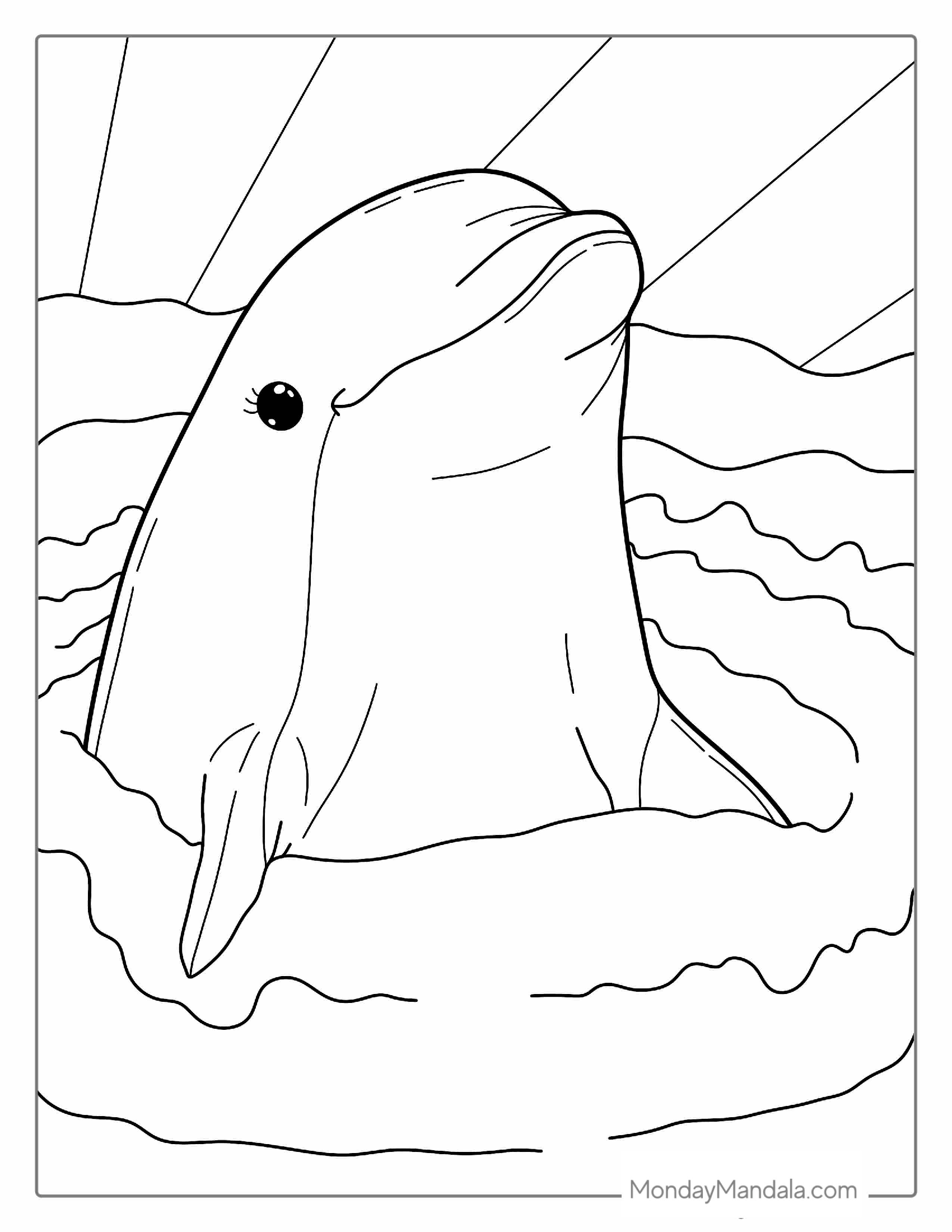 Smiling Dolphin Coloring Sheet For Kids