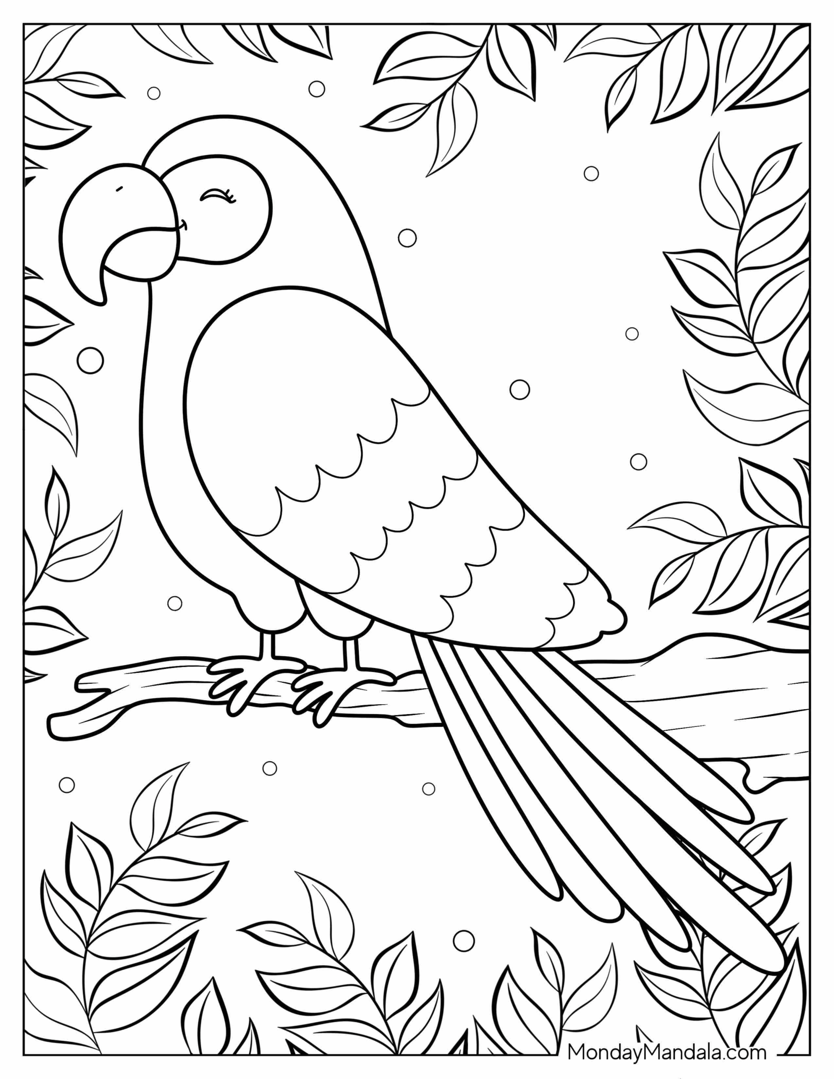 Smiling Parrot To Color