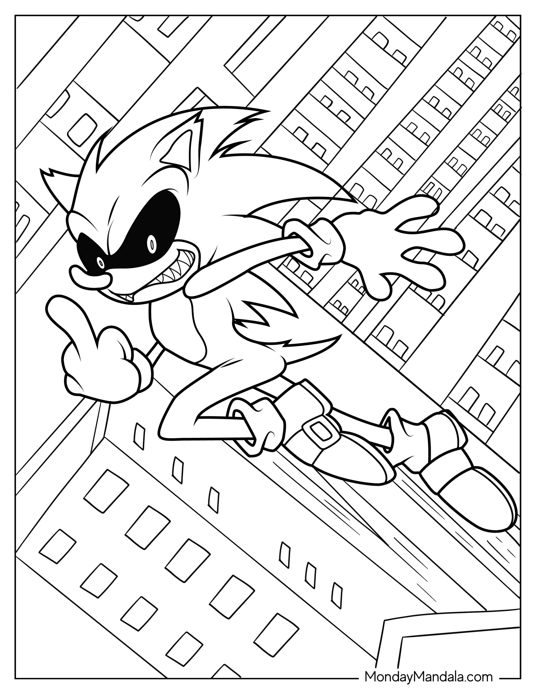 Sonic Exe Coloring Page Giving The Middle Finger