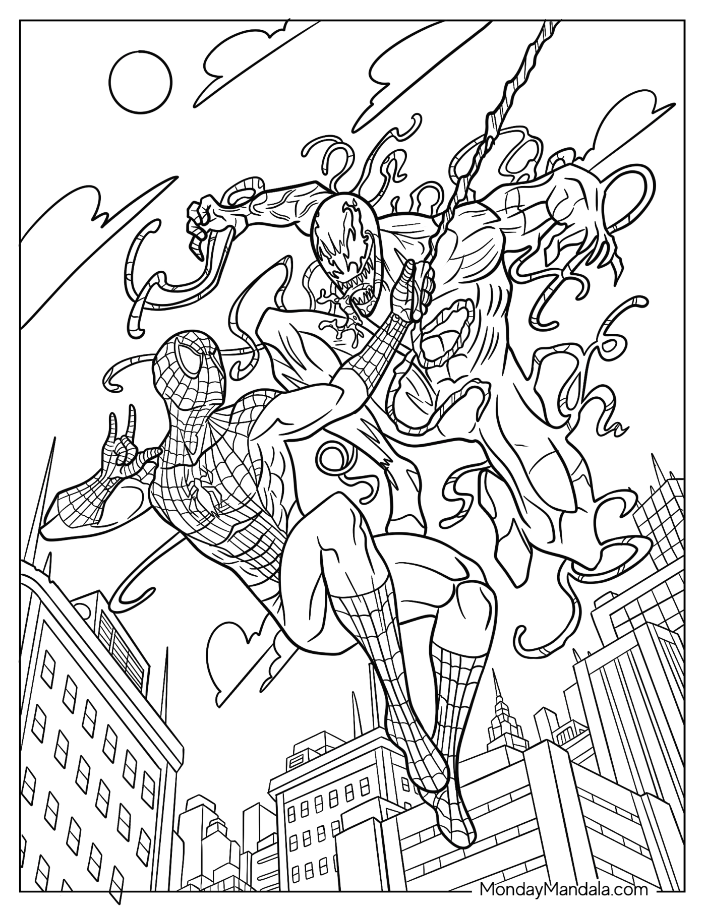 Spider-Man Fighting Carnage Coloring Page