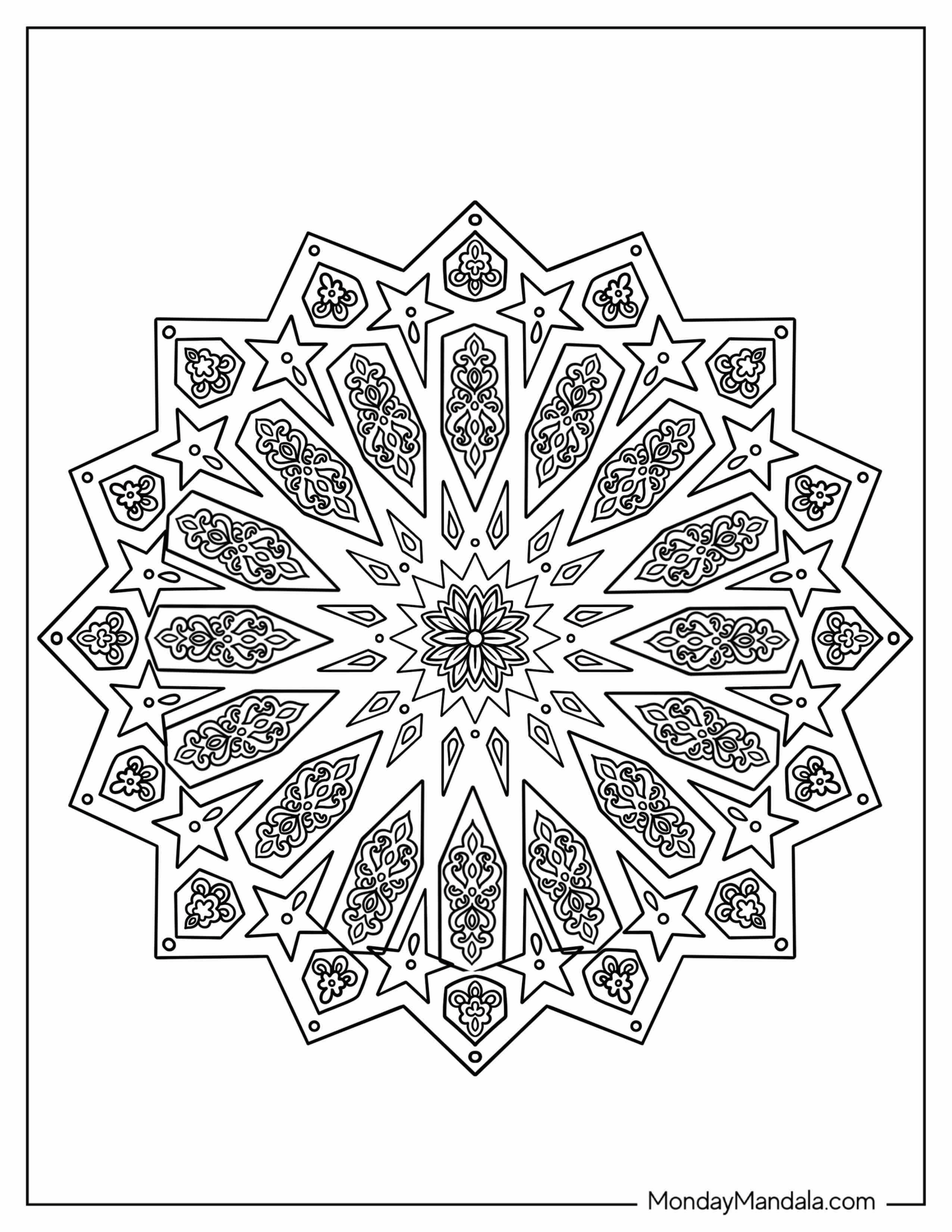 Star Geometric Coloring Page Of Pattern