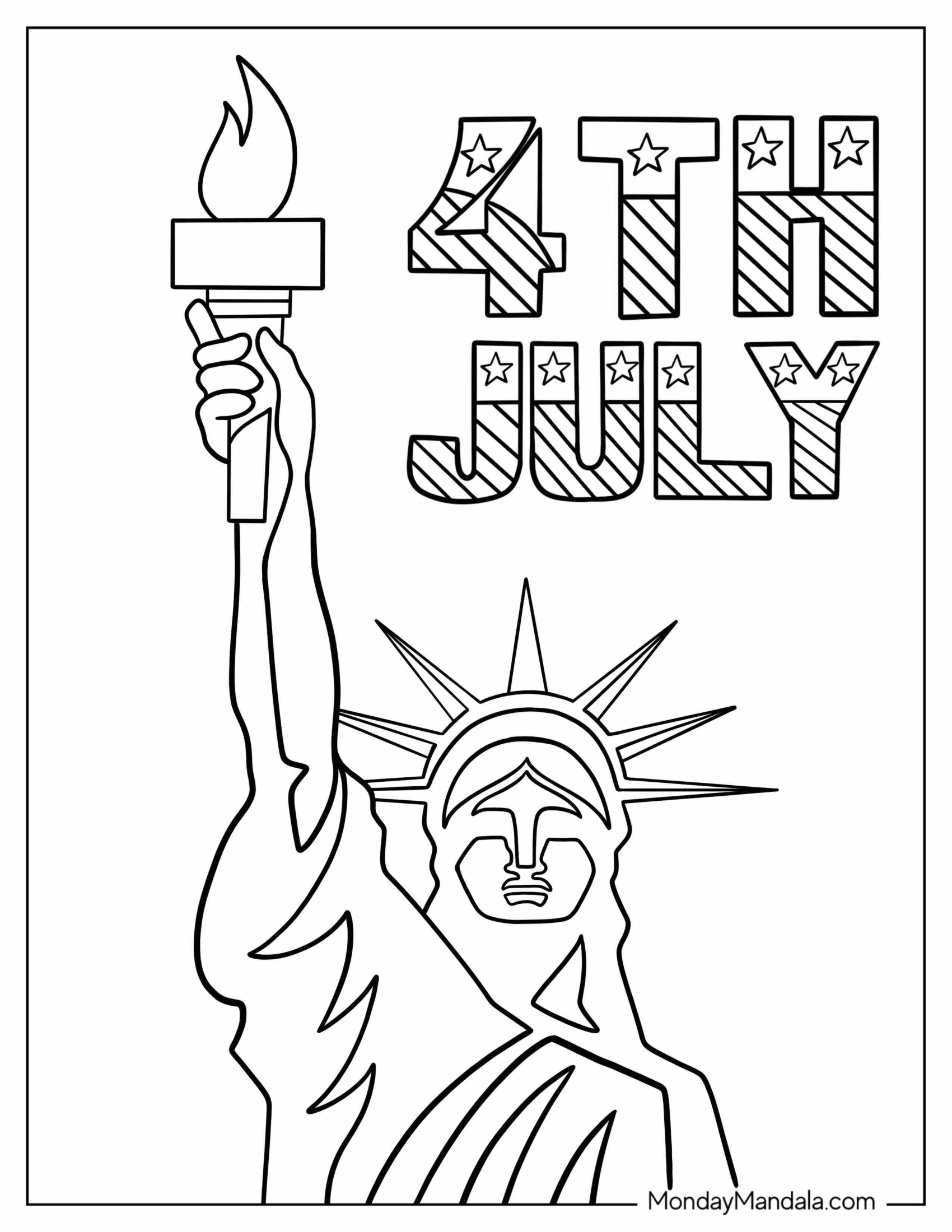 Statue Of Liberty 4th Of July Coloring Page