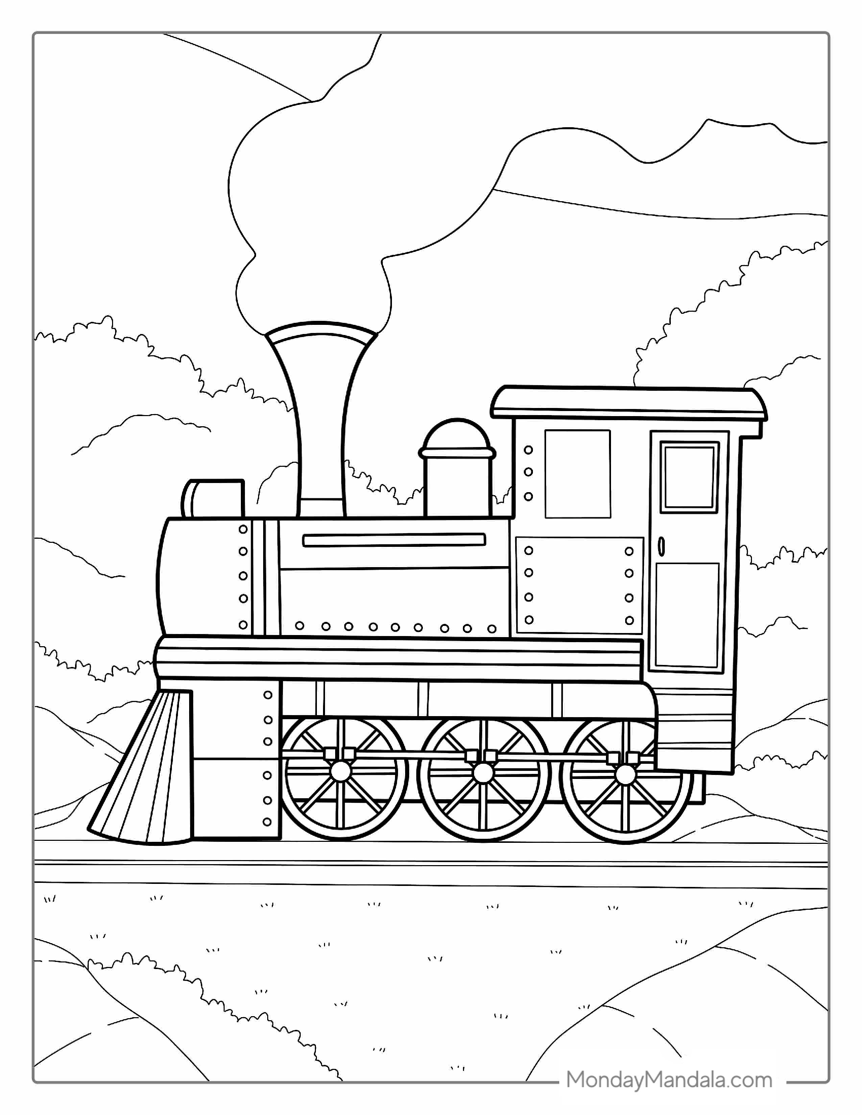 Steam Locomotive Coloring Sheet