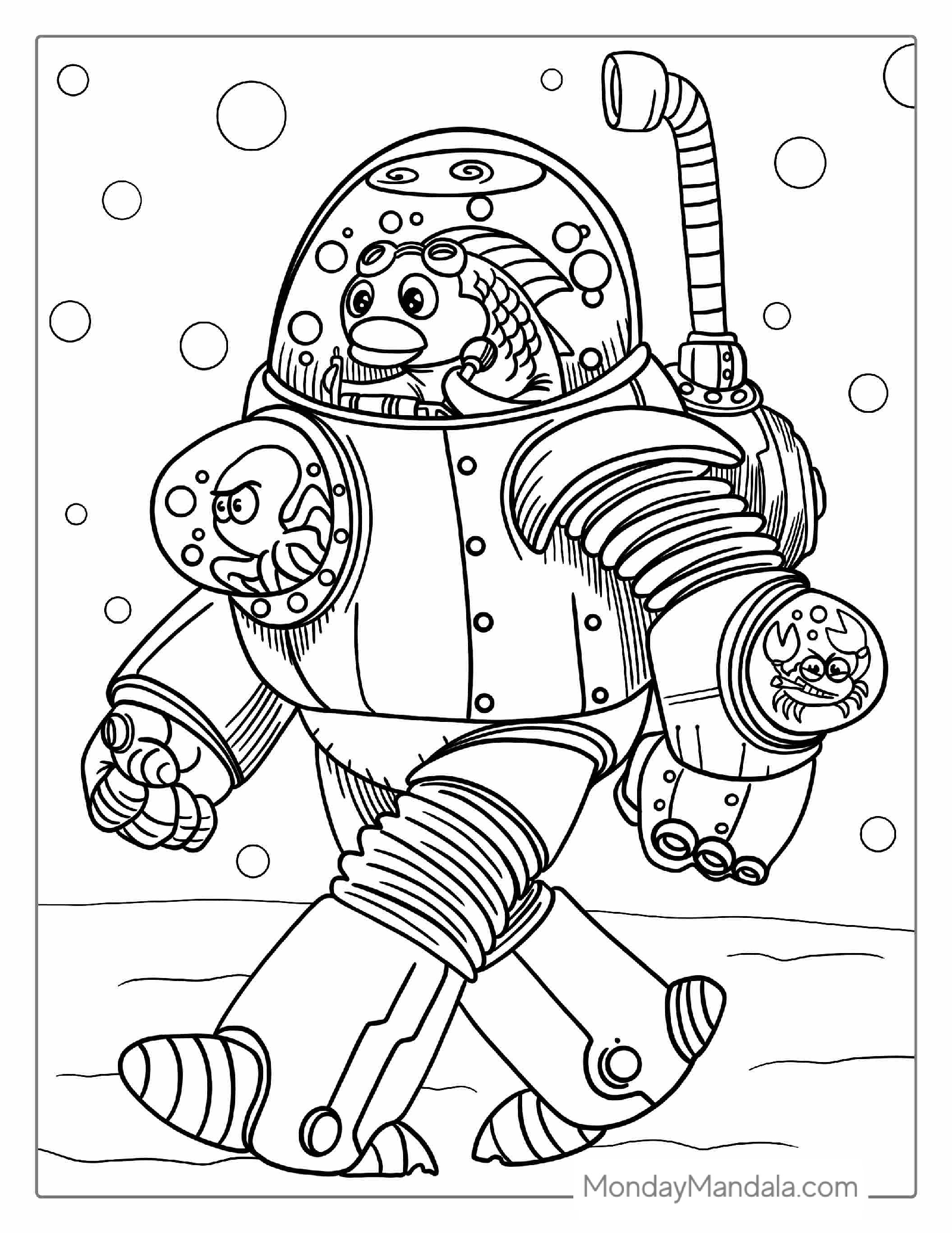 Steam Punk Robot Coloring Page