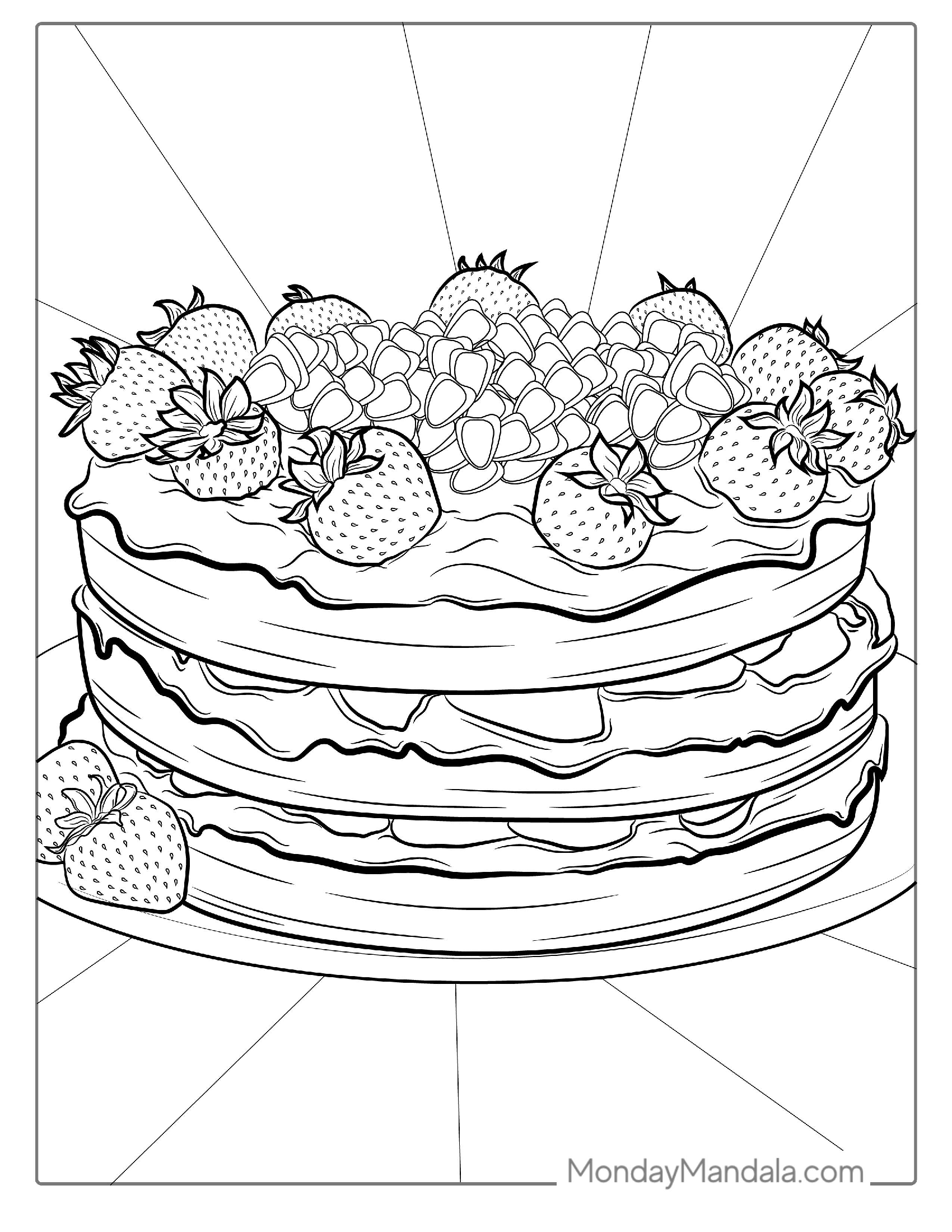 Strawberry Cake Coloring Page