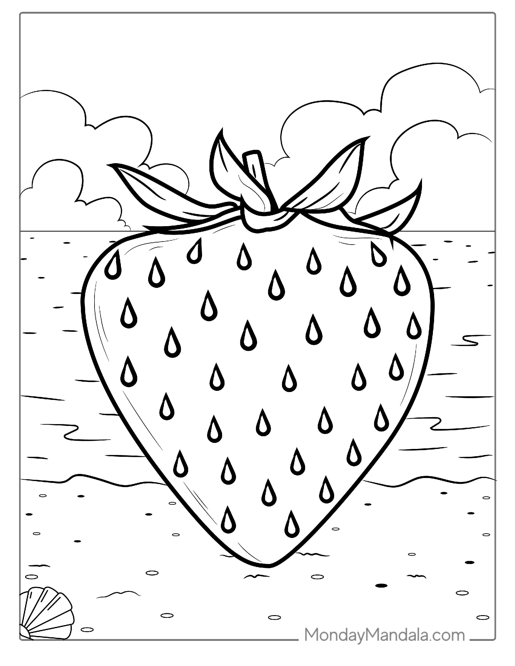 Strawberry With Seeds Coloring Page