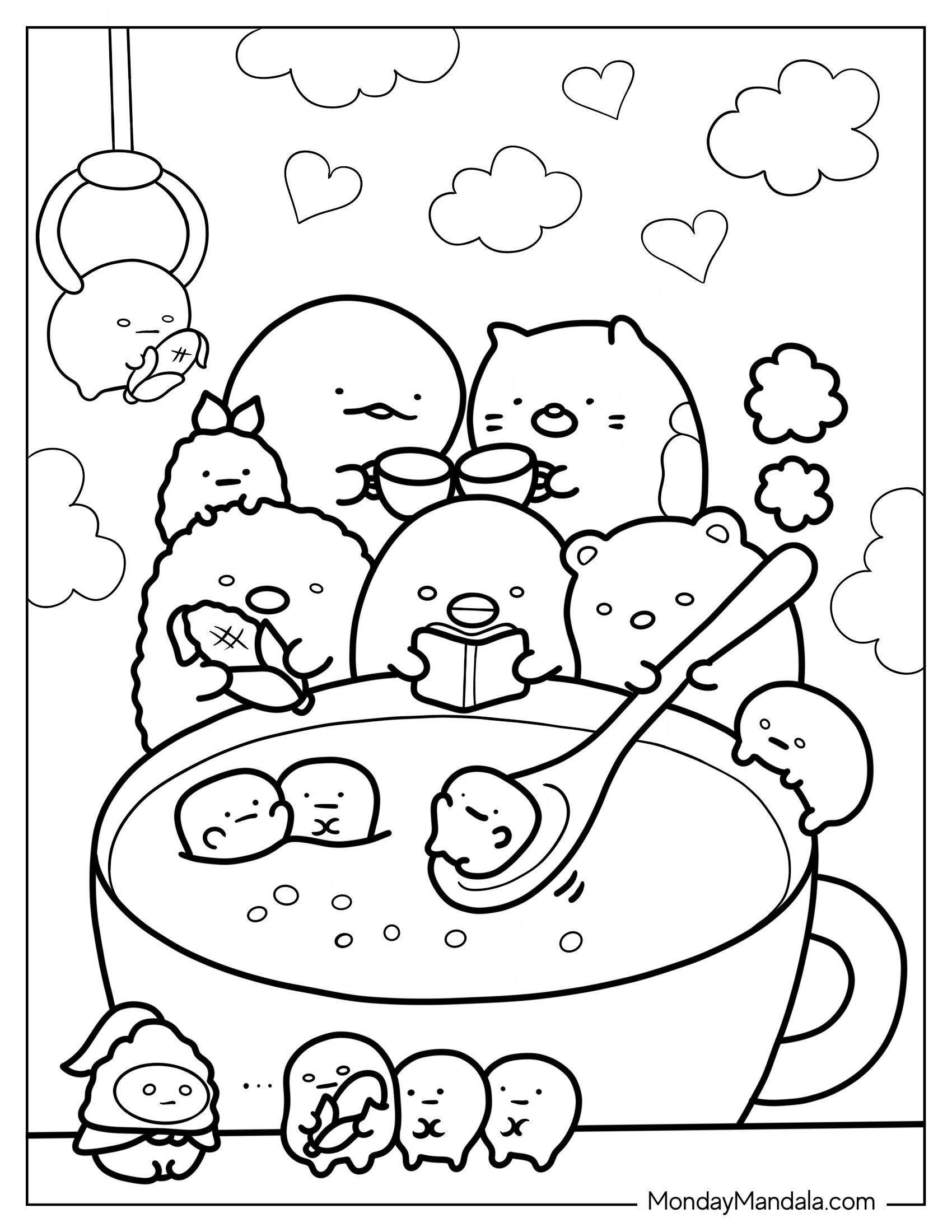 Sumikko Gurashi Coloring Page Making Soup With Ebifurai No Shippo