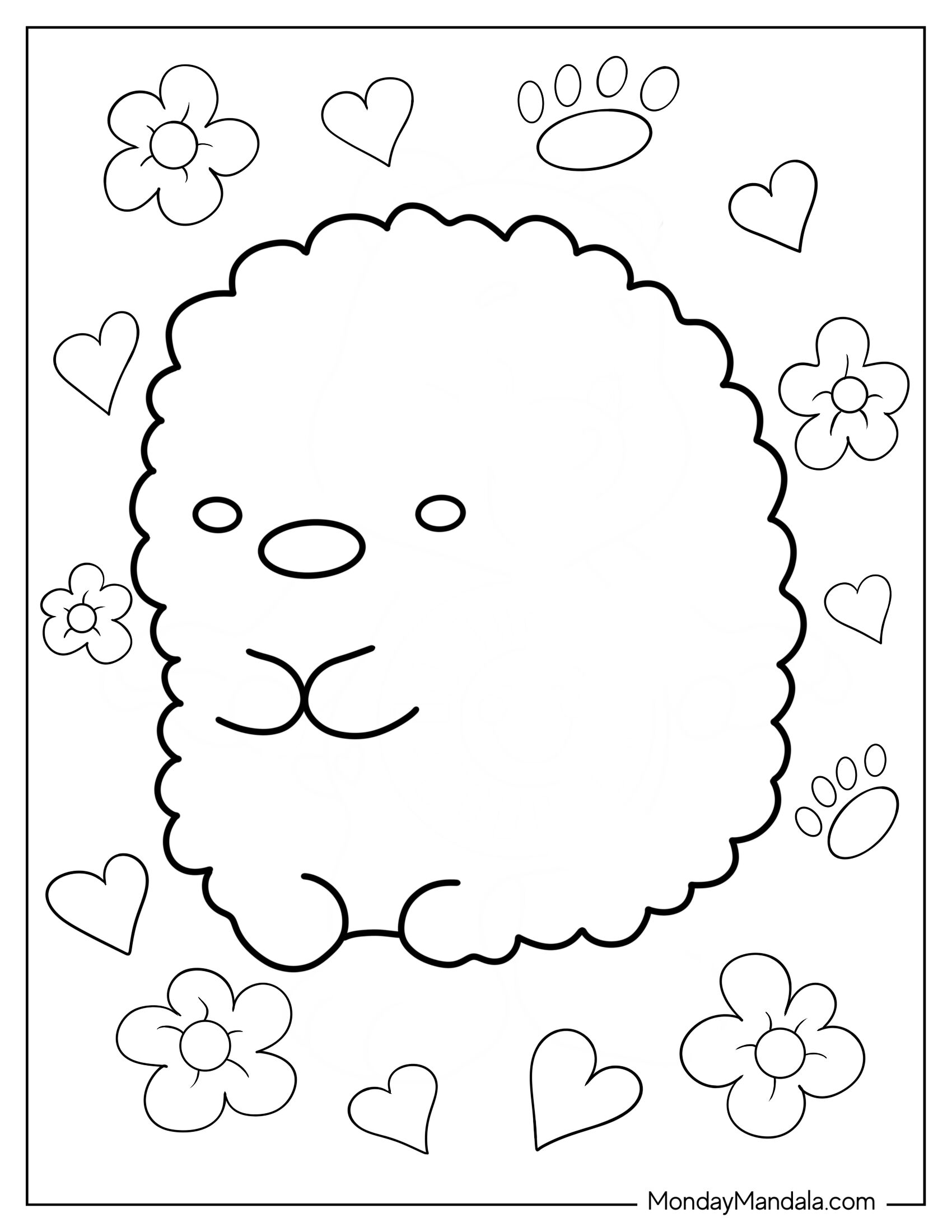 Sumikko Gurashi Coloring Page Of Kawaii Tonkatsu With Hearts And Flowers