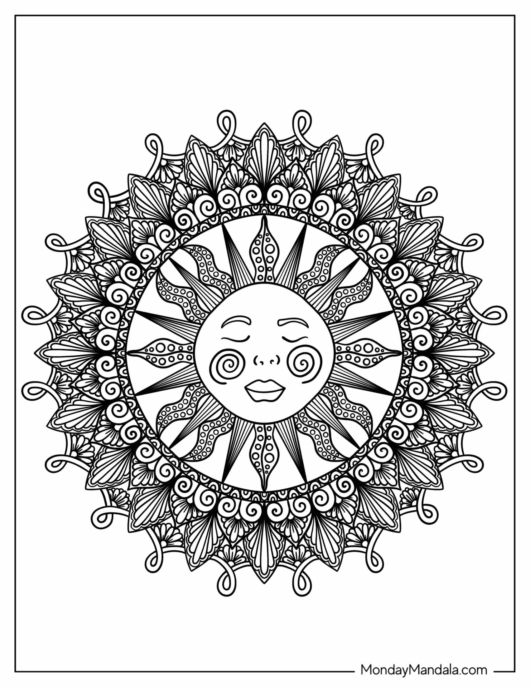 Sun Mandala Coloring Page