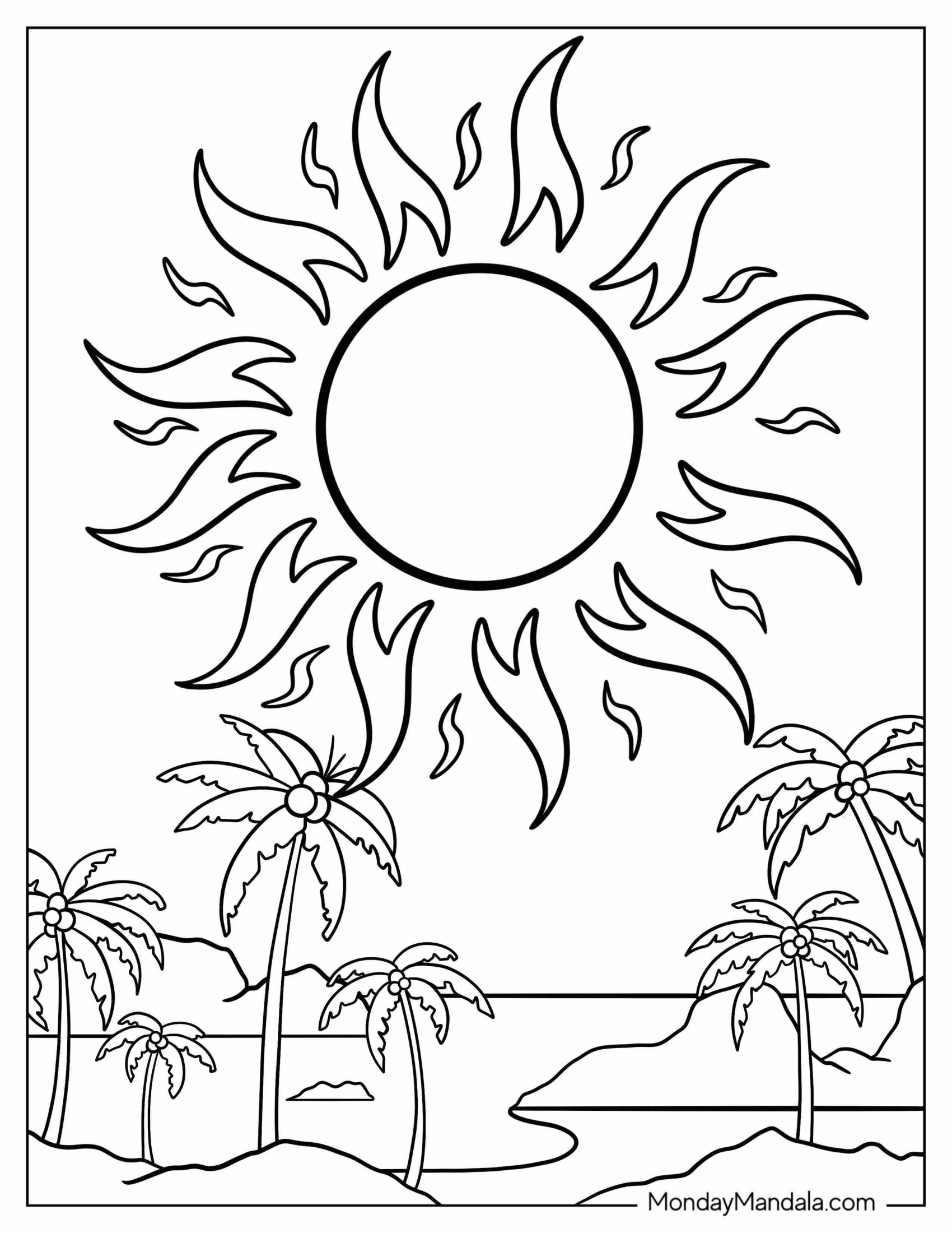 Sun Shining Over The Ocean To Color