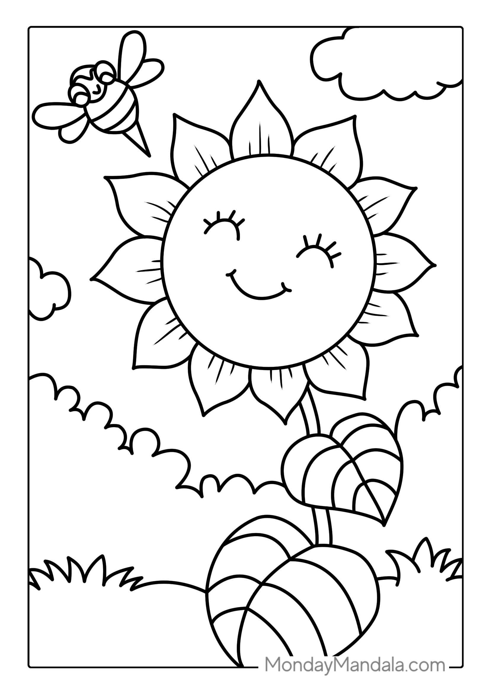 Sunflower Coloring Sheet For Kids