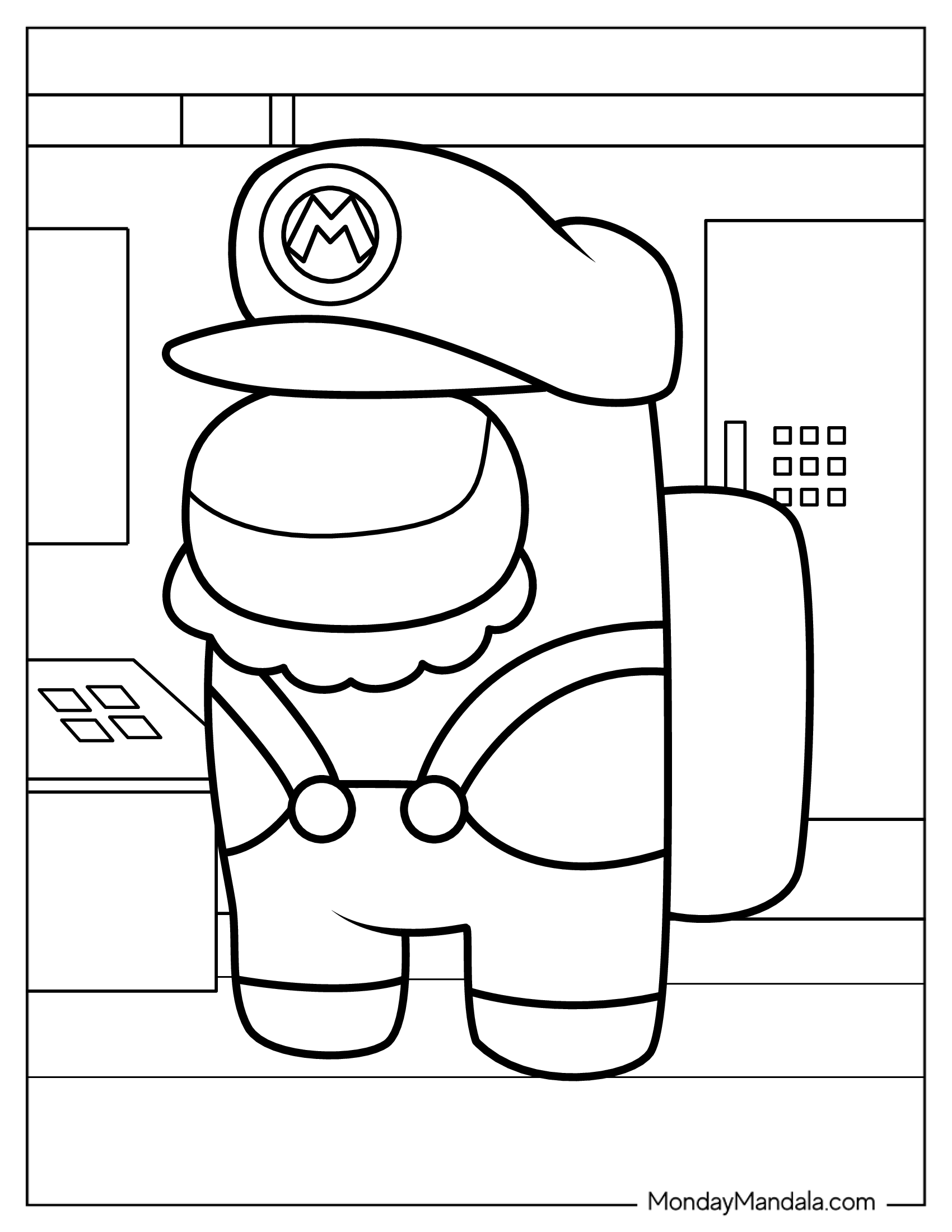 Super Mario Skin Among Us Coloring In