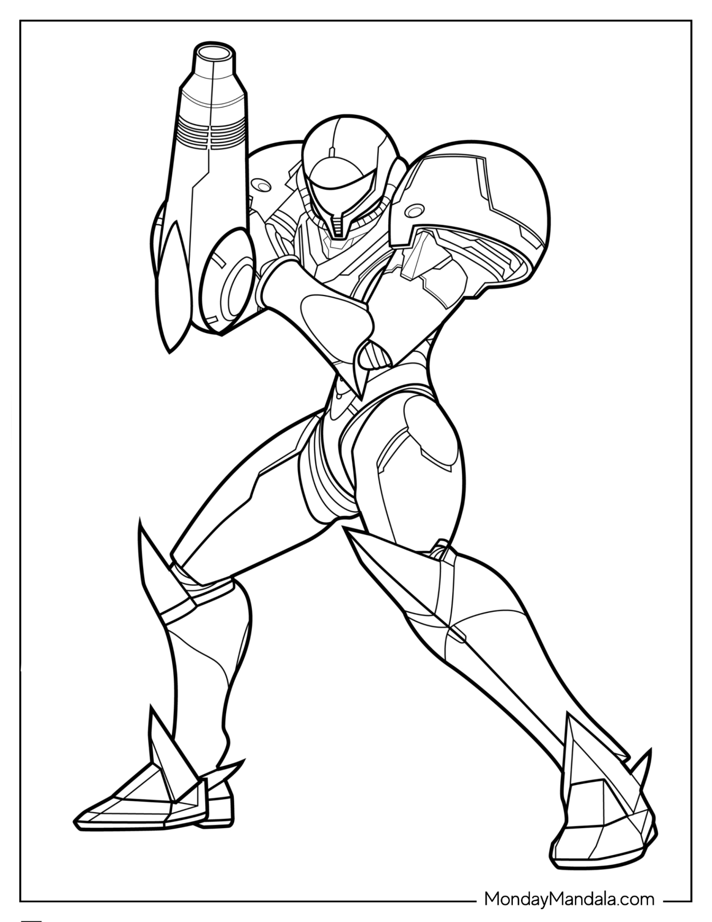 Super Smash Bros Coloring Page Of Easy Samus Aran Outline