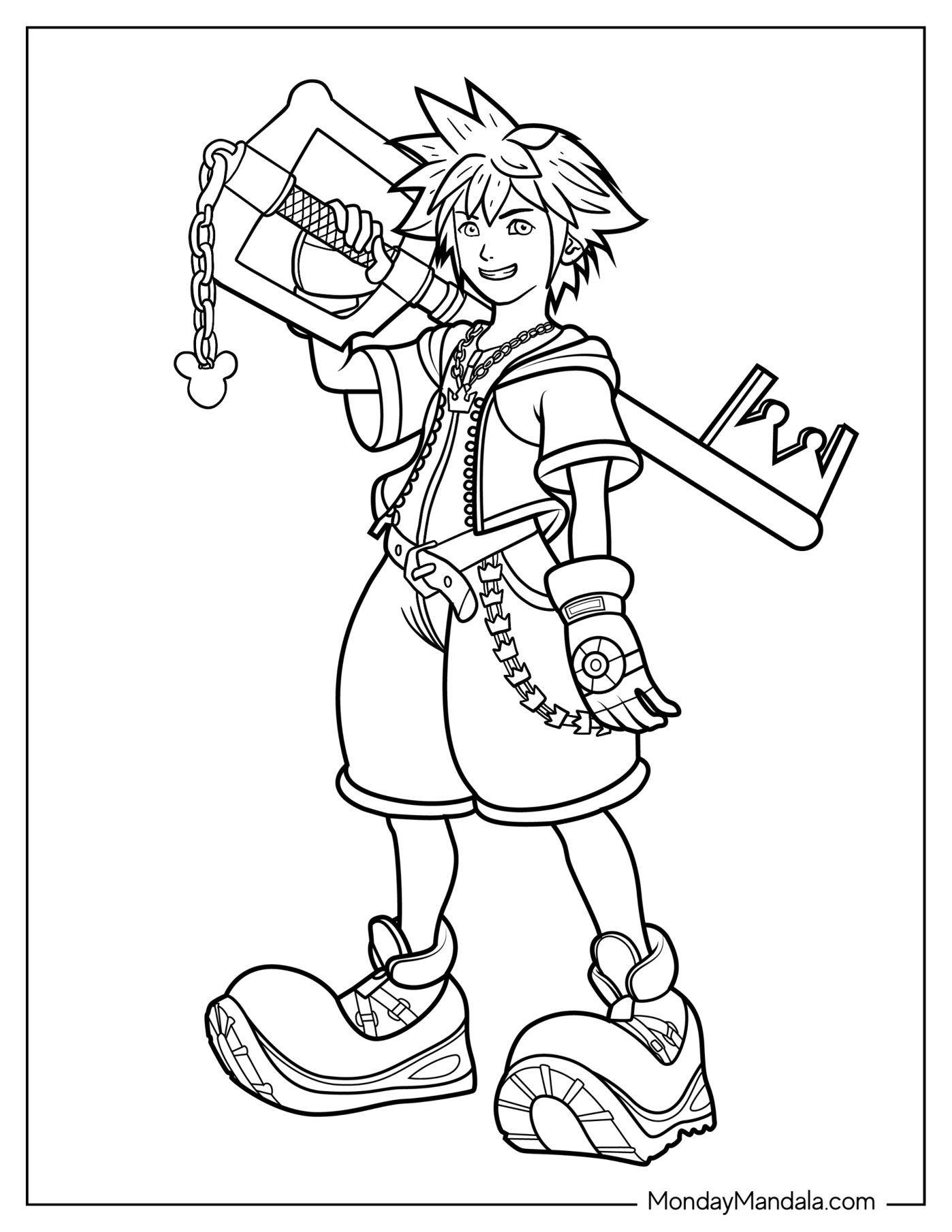 Super Smash Bros Coloring Page Of Sora Holding Keyblade