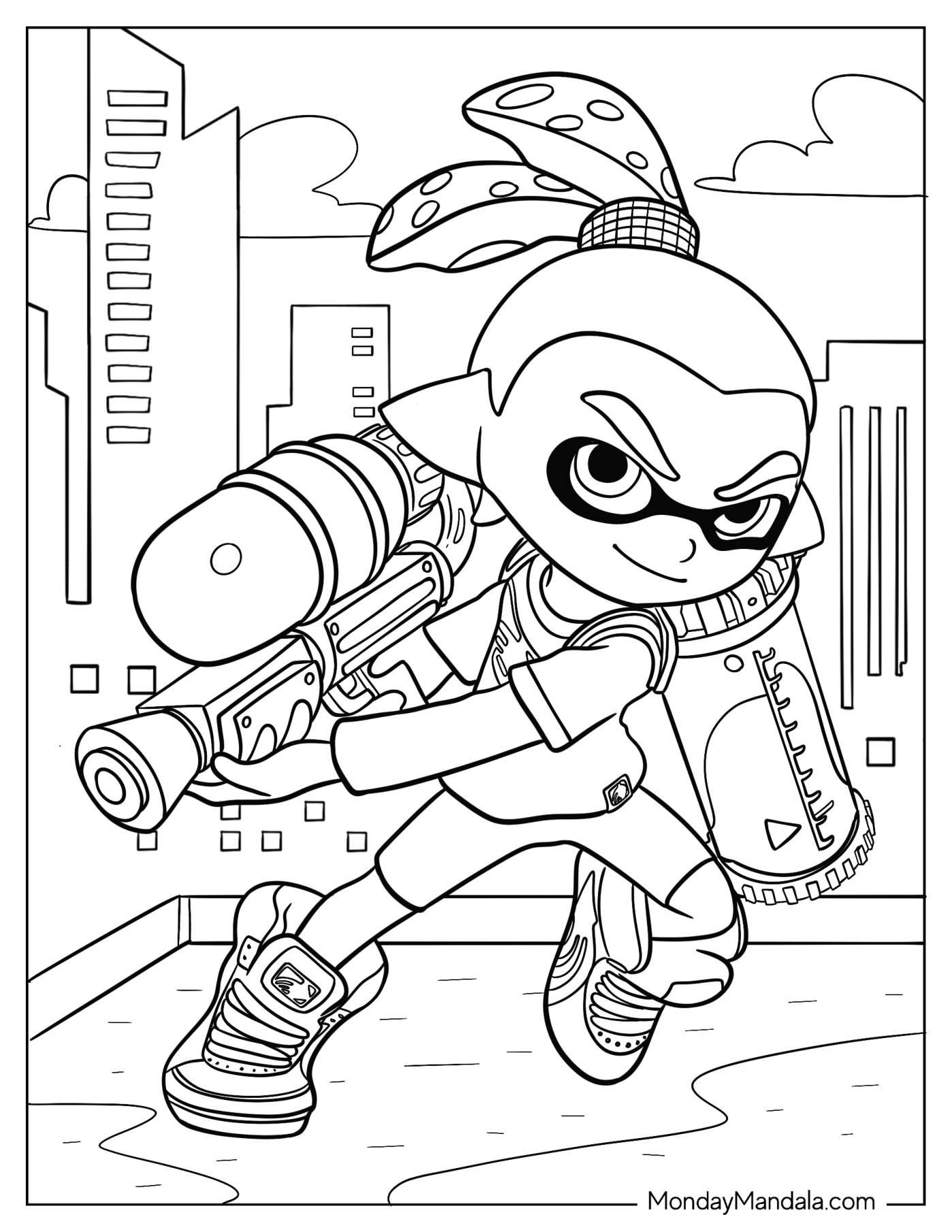 Super Smash Bros Coloring Page Of Splatoon With Weapons Super Smash Bros