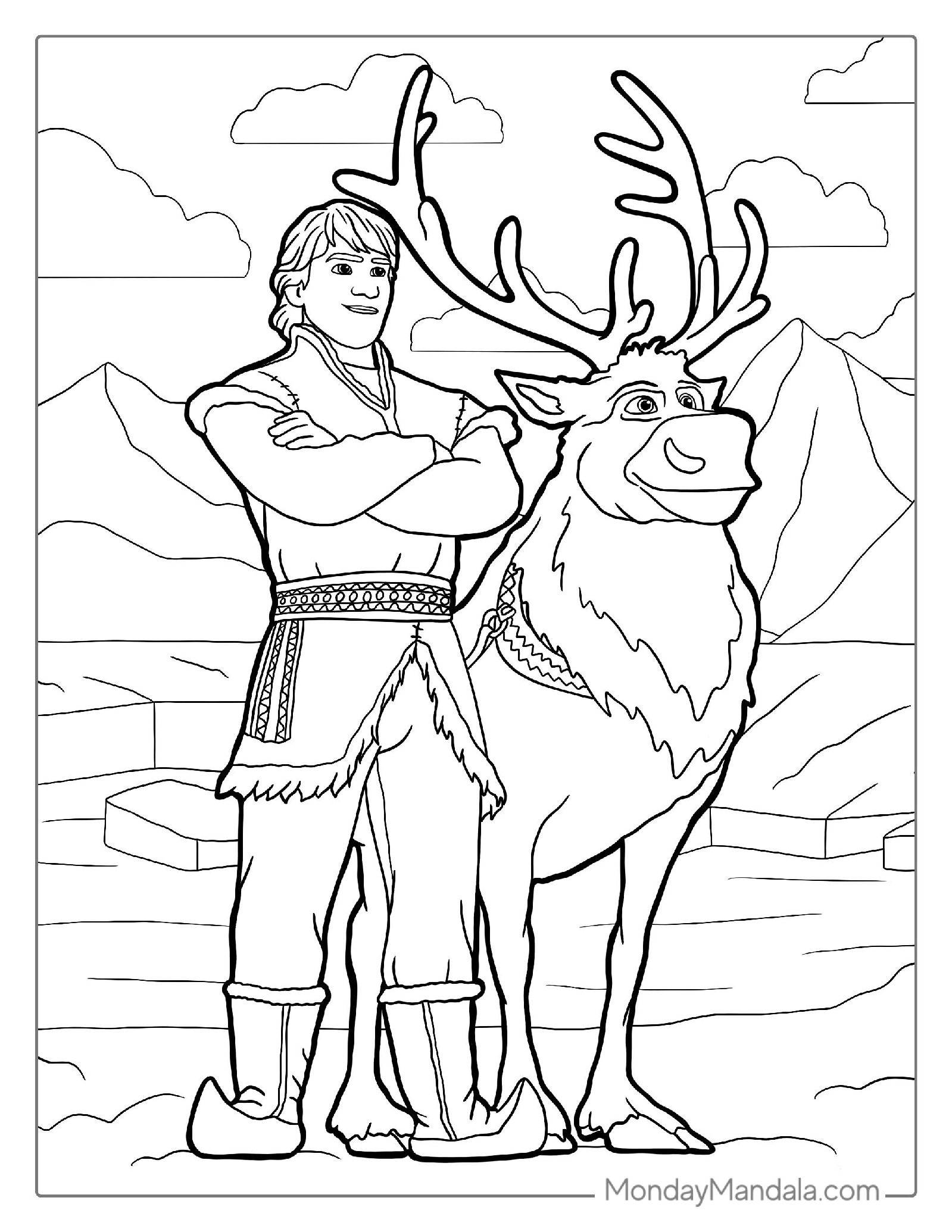 Sven And Kirstoff Coloring Picture For Kids