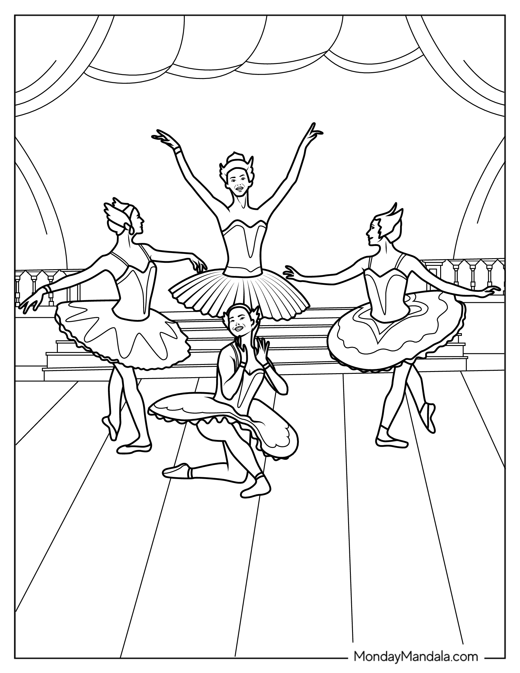 Swan Lake Ballerinas Coloring Page