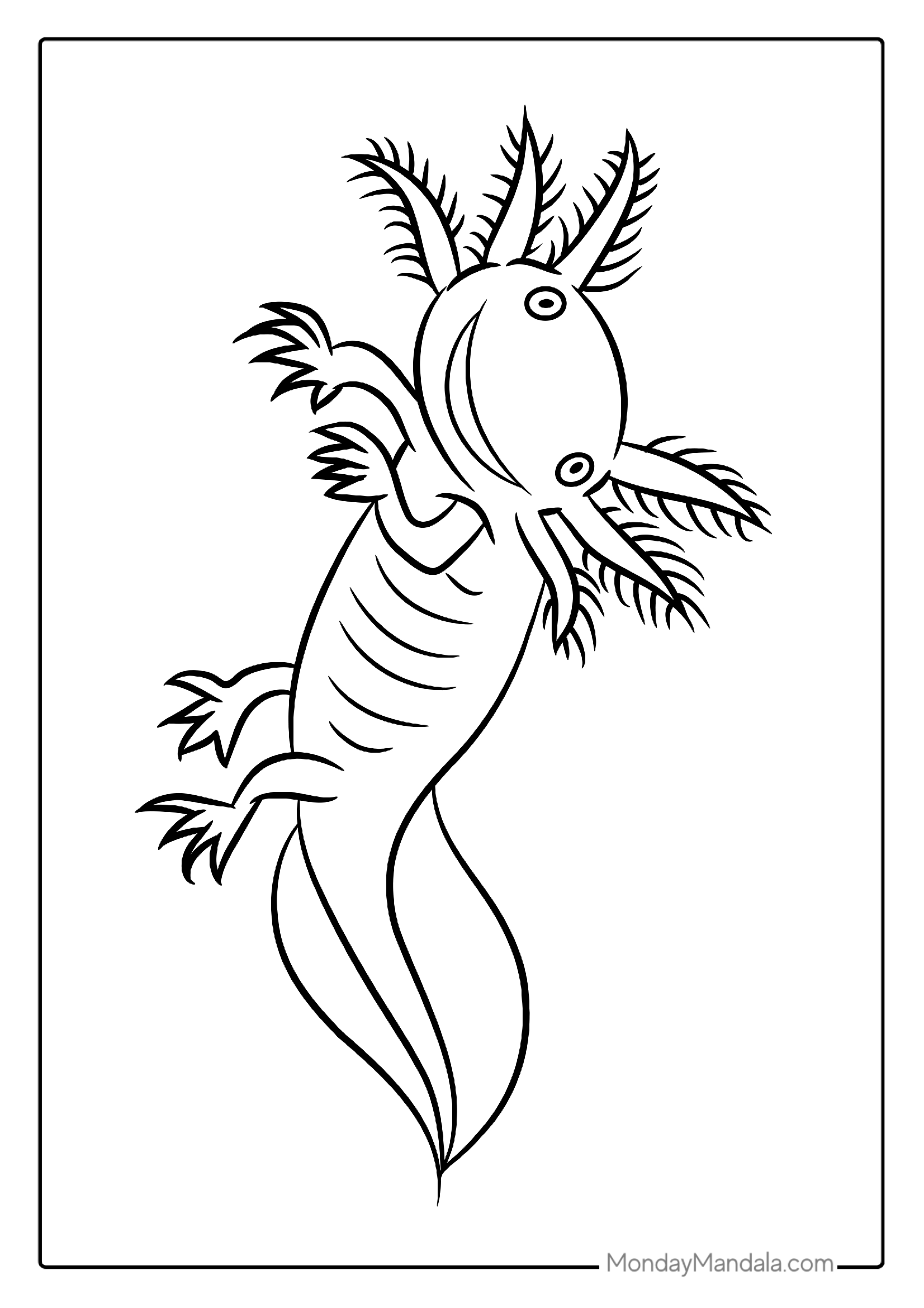 Swimming Axolotl Coloring Sheet