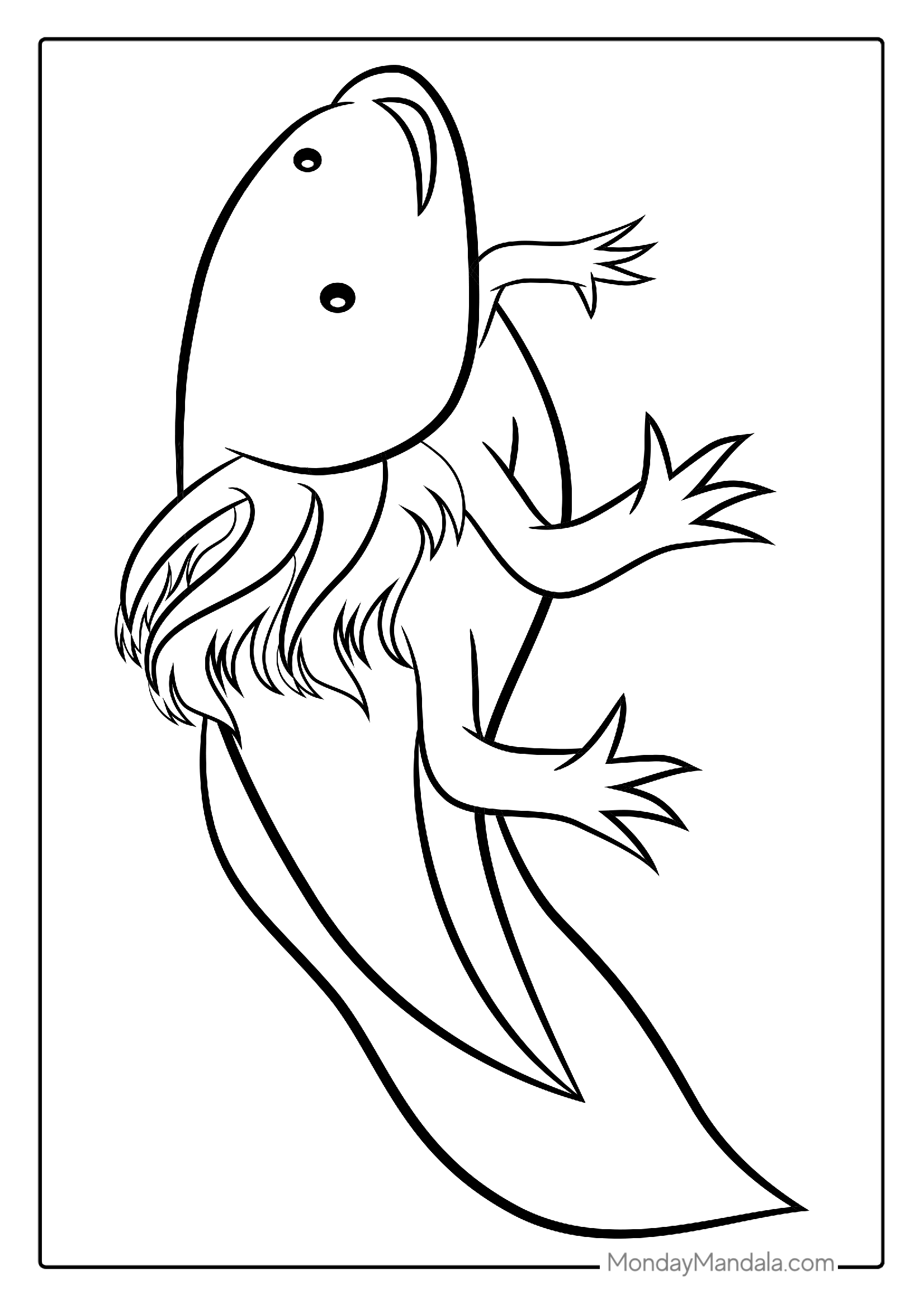 Swimming Axolotl For Coloring In