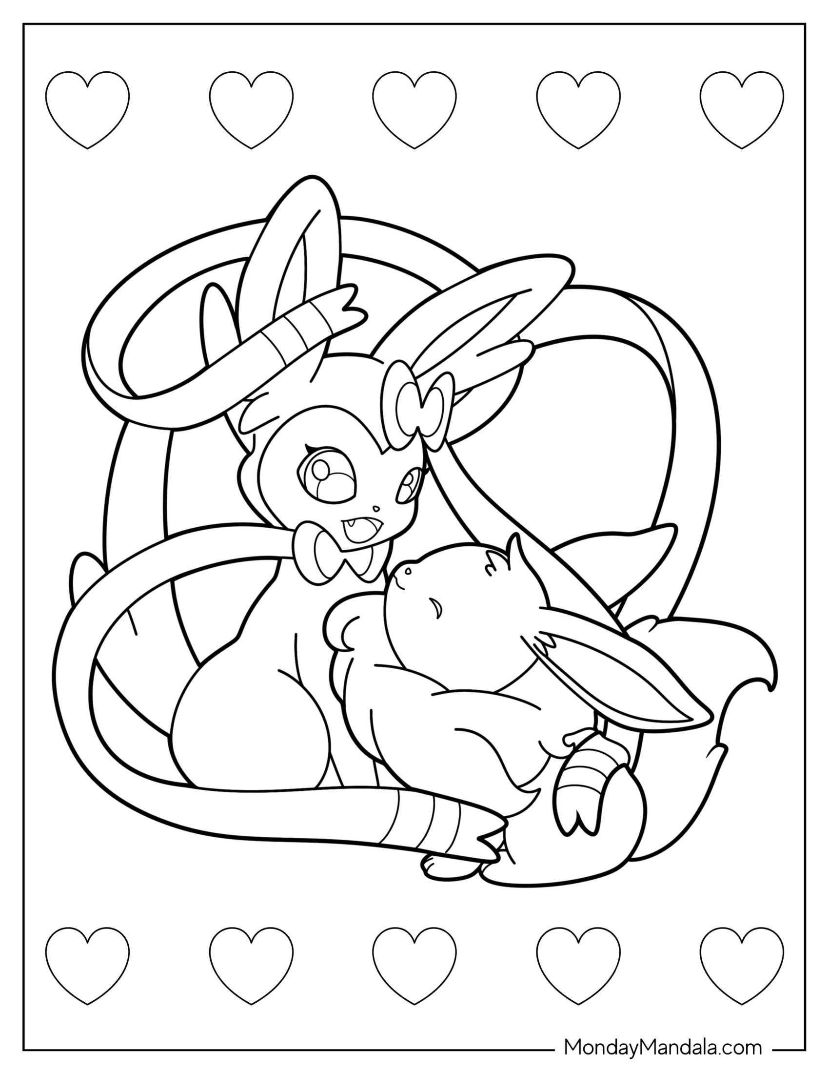 Sylveon Coloring Page Of Eevee Playing For Kids