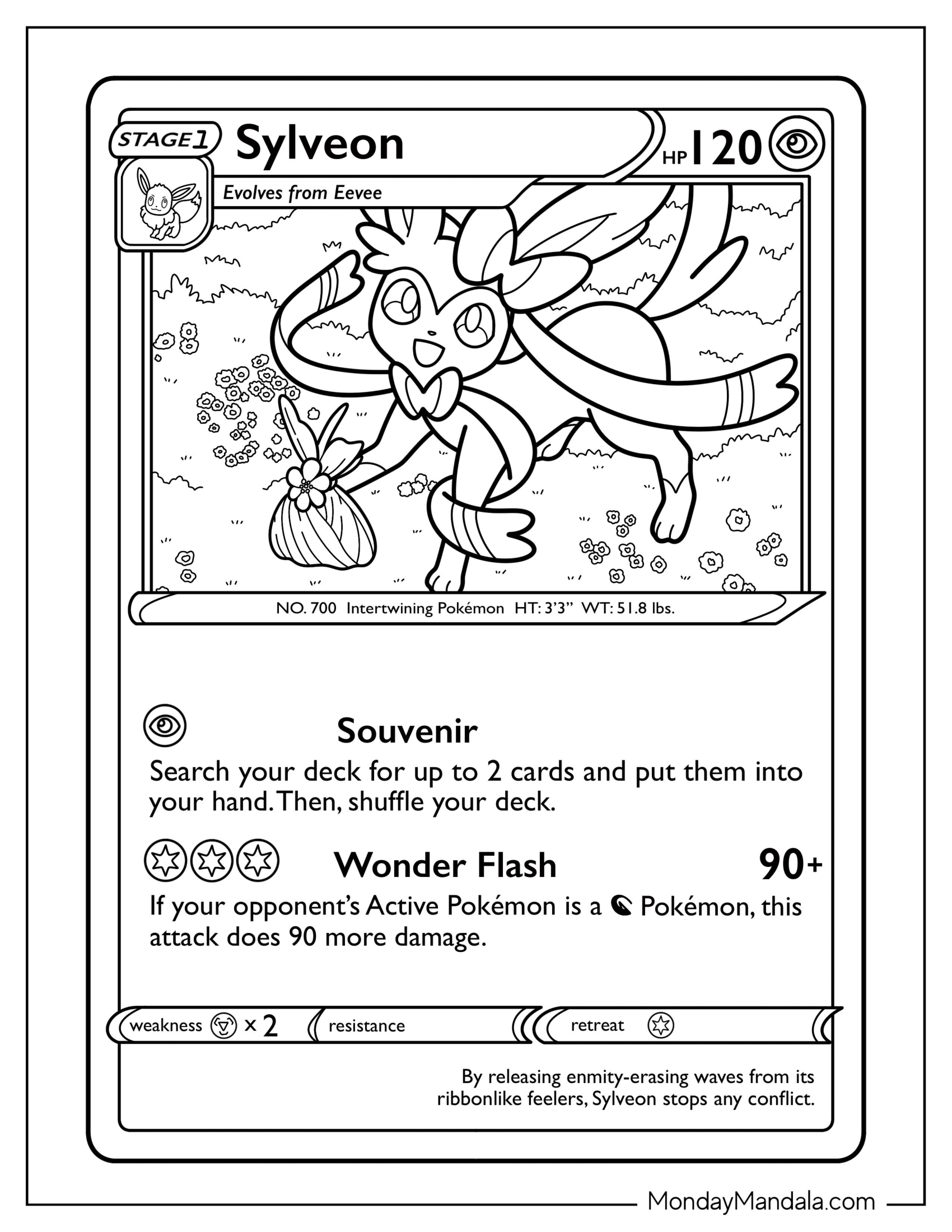 Sylveon Coloring Page Of Wonder Flash Pokemon Card