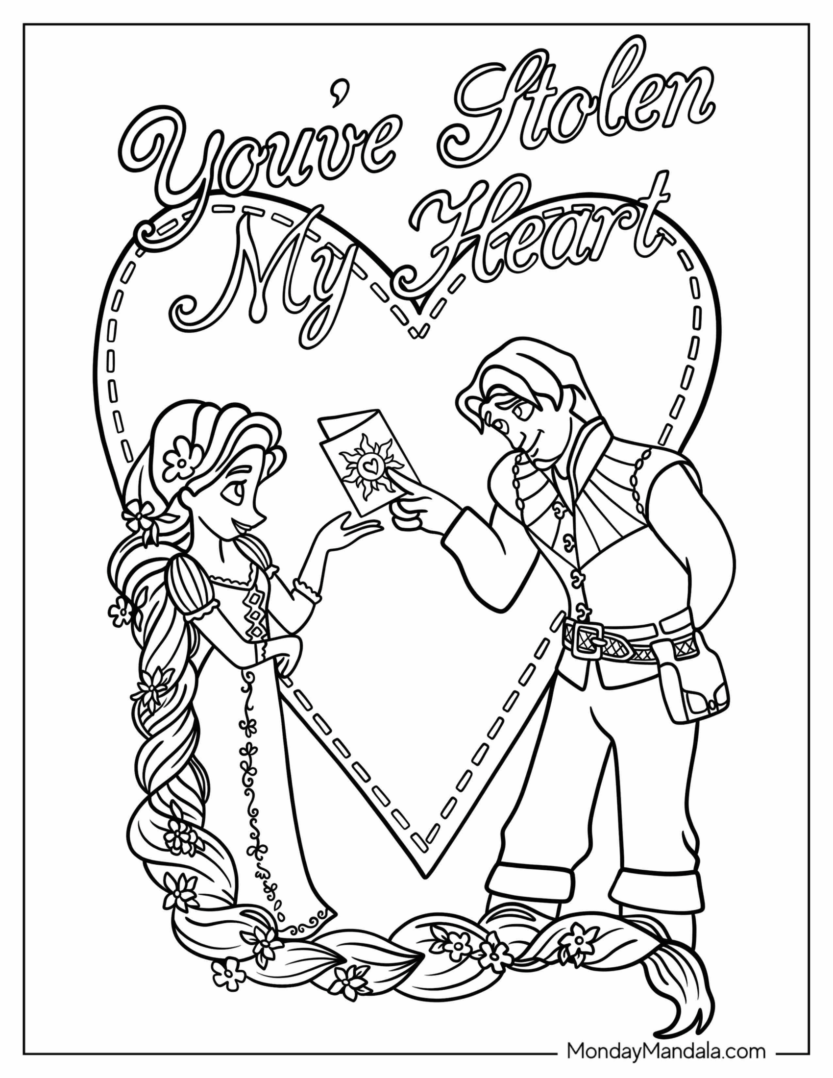 Tangled You ve Stolen My Heart Valentine's Day Coloring Page