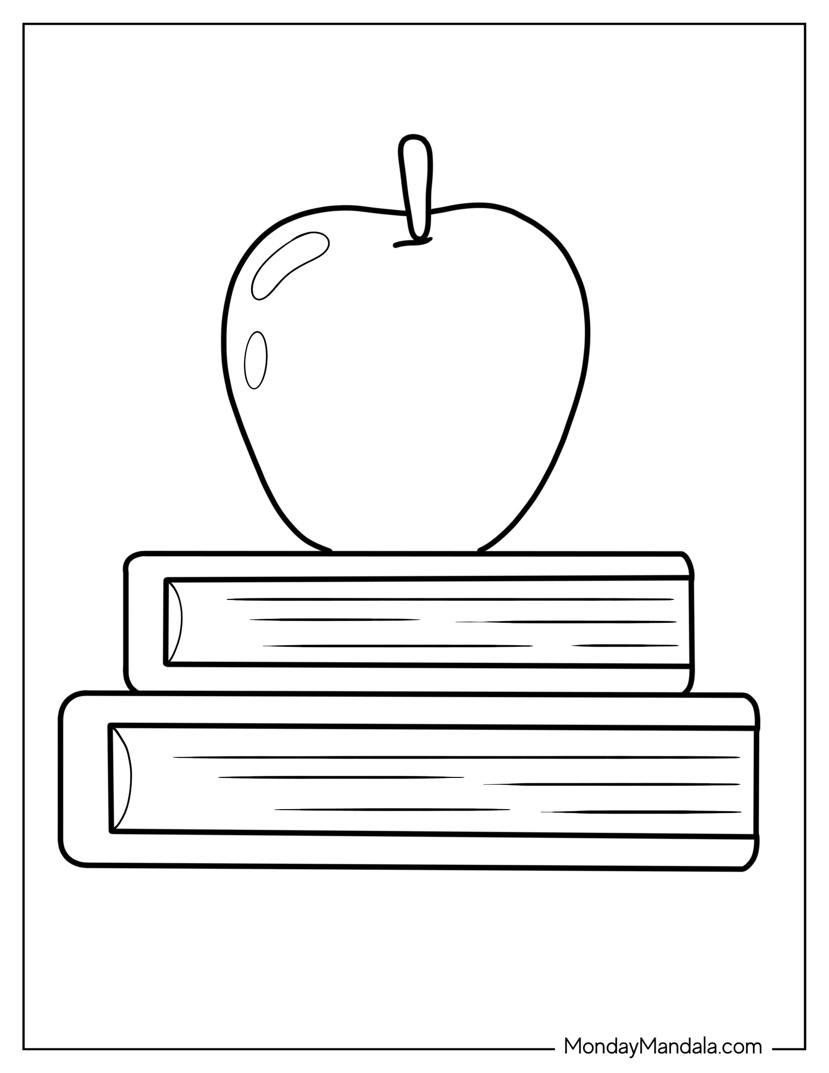 Teacher Text Books And Apple To Color