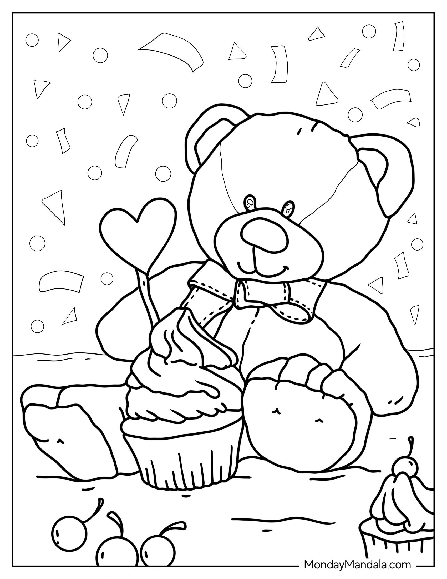 Teddy Bear With Birthday Cupcake