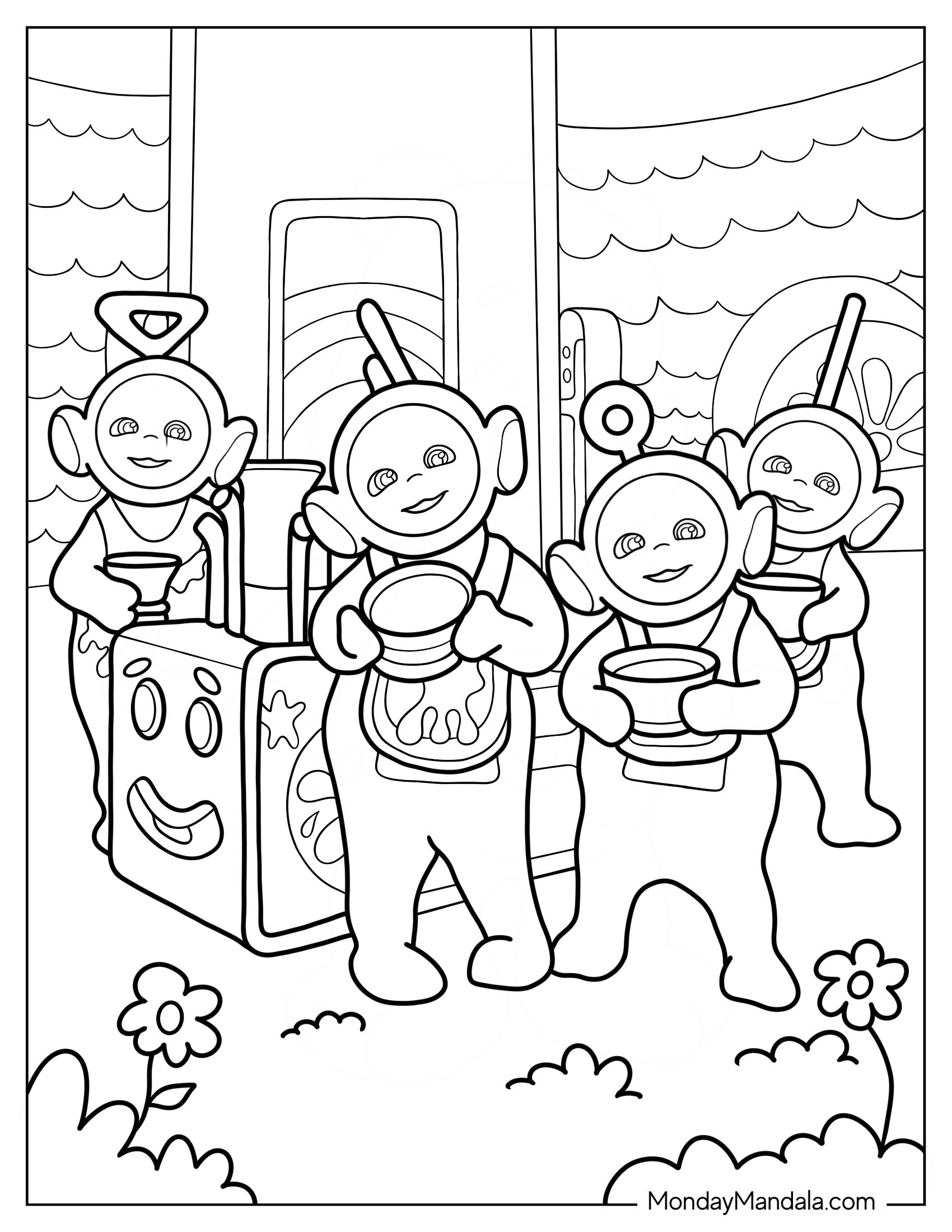 Teletubbies Coloring Page Of Baking For Kids