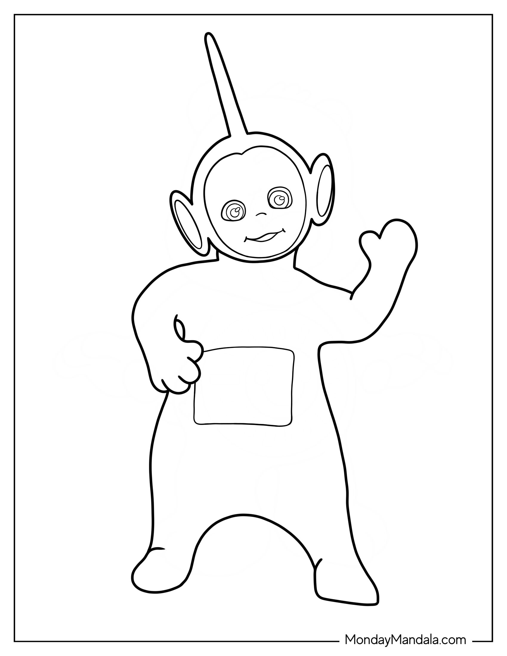 Teletubbies Coloring Page Of Easy Dipsy In Iconic Pose