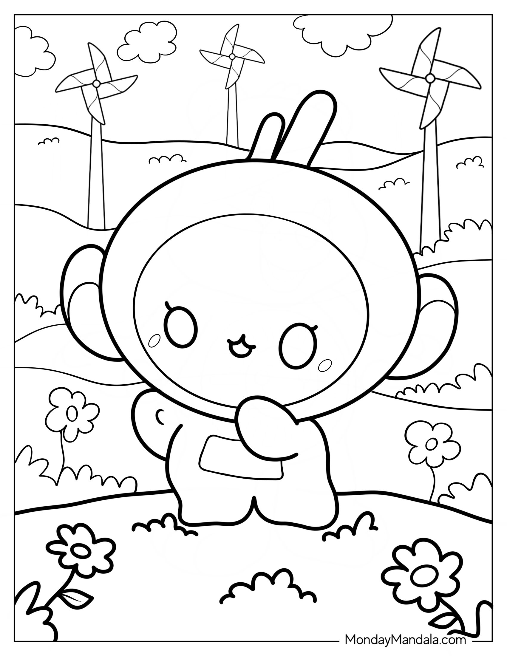 Teletubbies Coloring Page Of Kawaii Laa Laa Waving For Kids