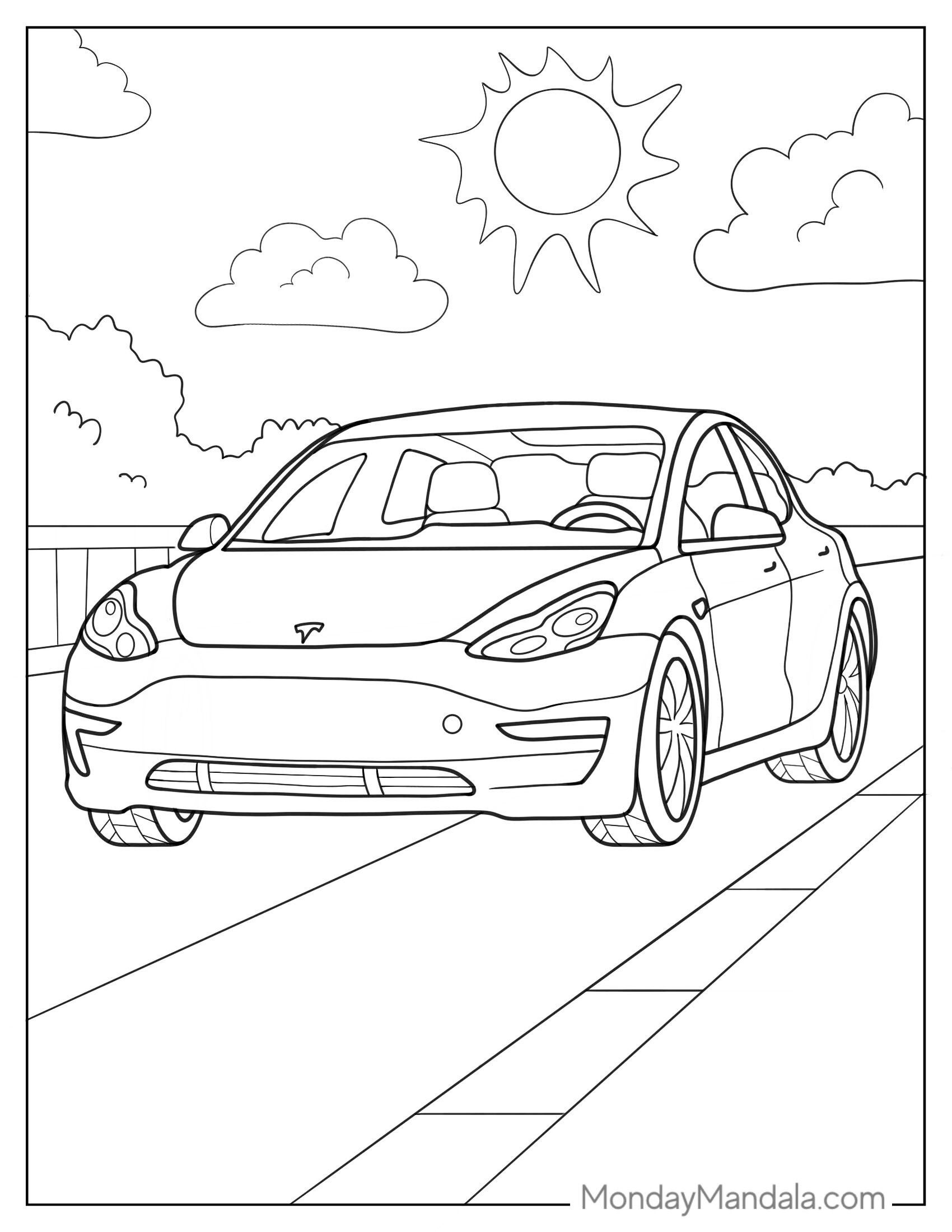 Tesla Model Y Coloring Page