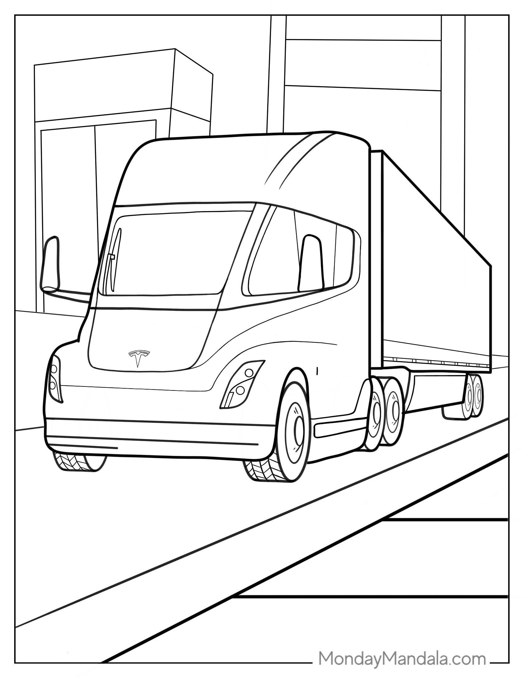 Tesla Semi Truck Coloring Page