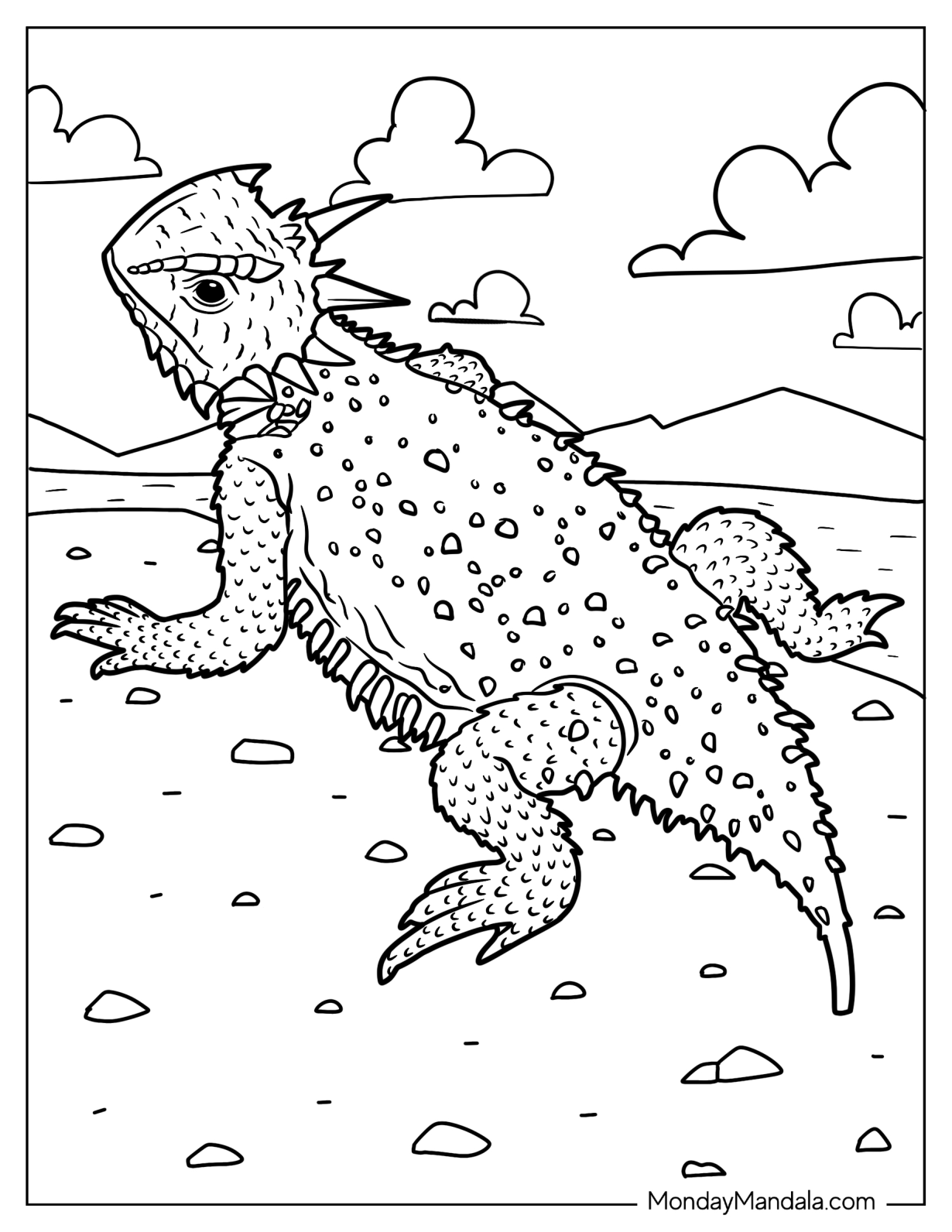 Texas horned lizard Coloring Page In Desert