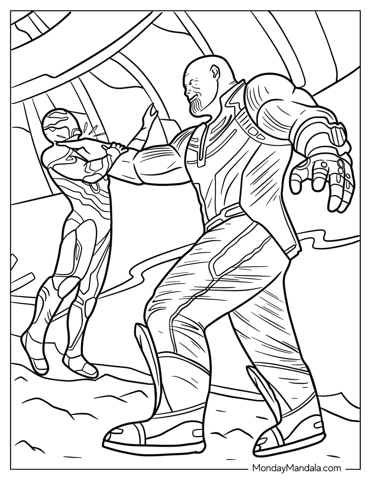 Thanos Coloring Page Choking Iron Man