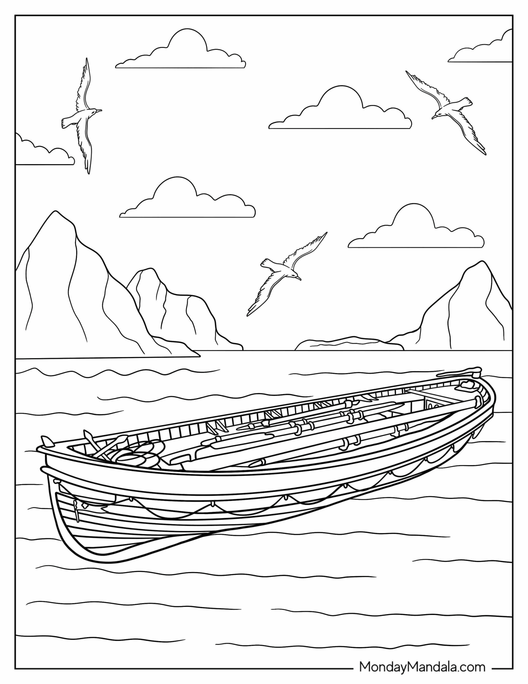 Titanic Life Raft To Color