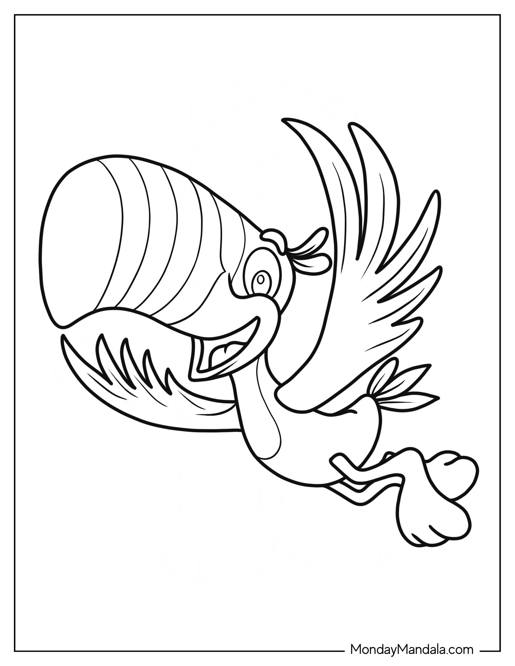 Toucan Coloring Page Sam Flapping Wings