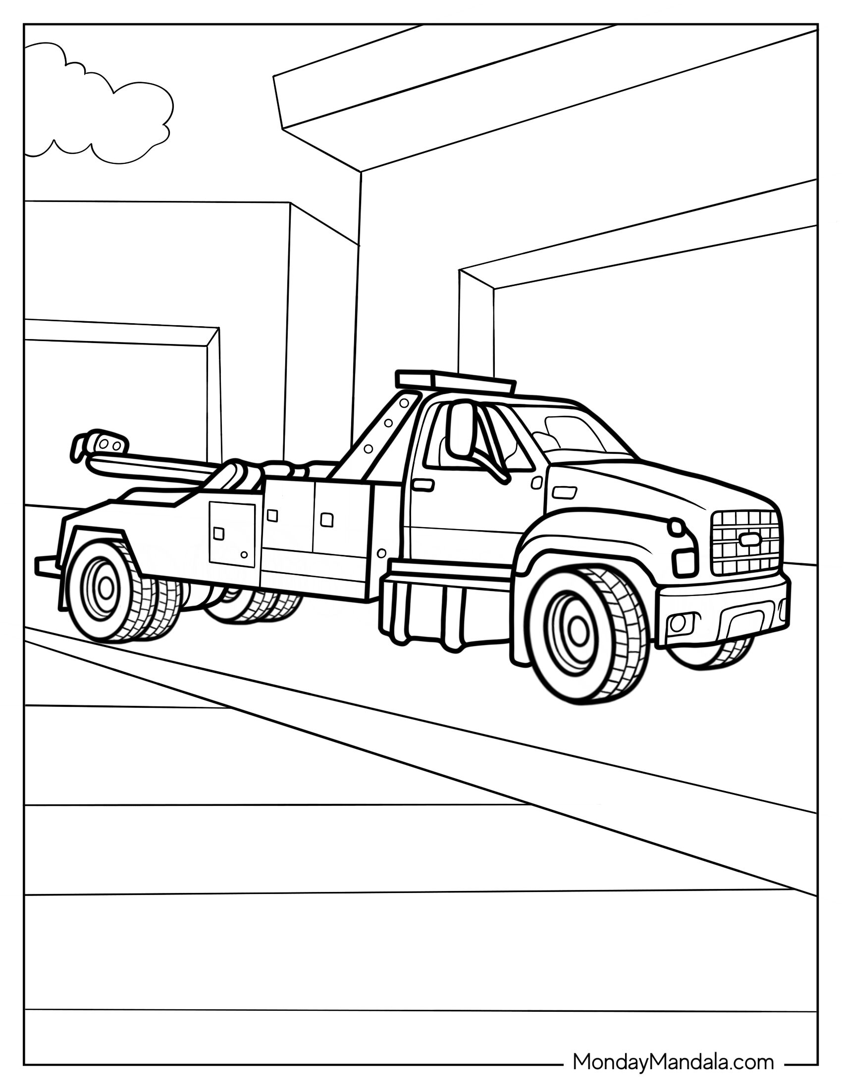 Tow Truck Coloring Sheet