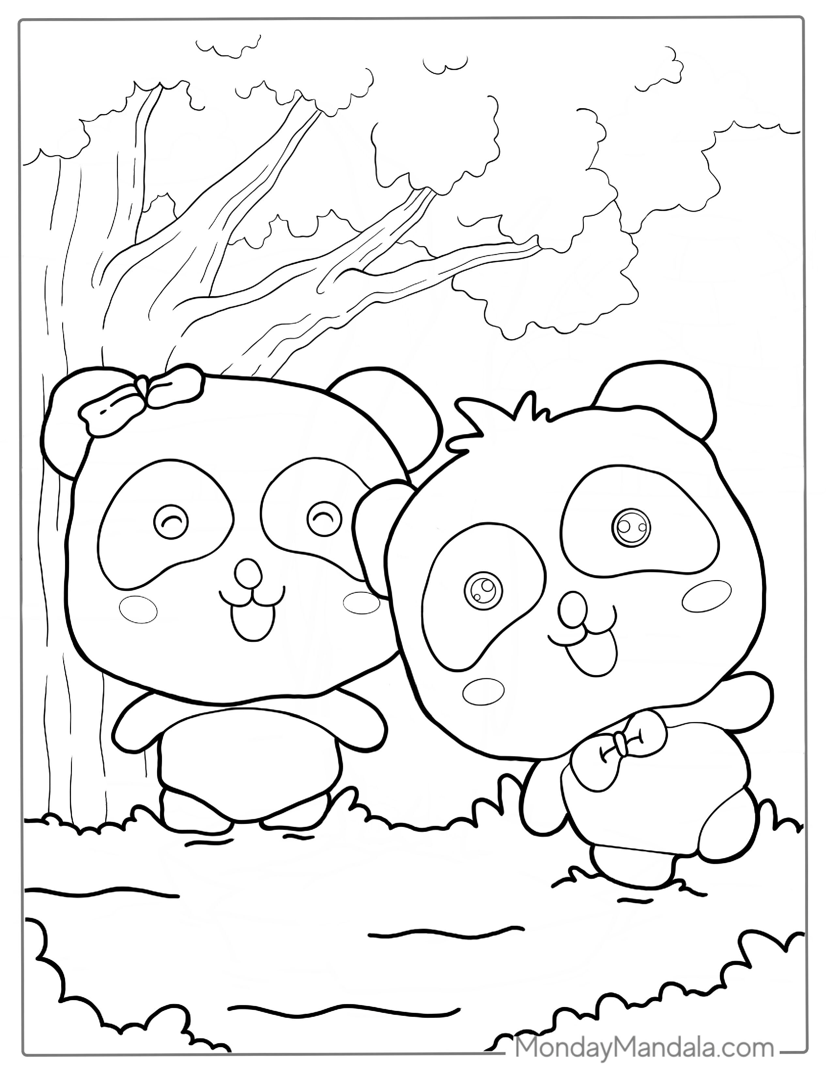 Two Cute Kawaii Pandas