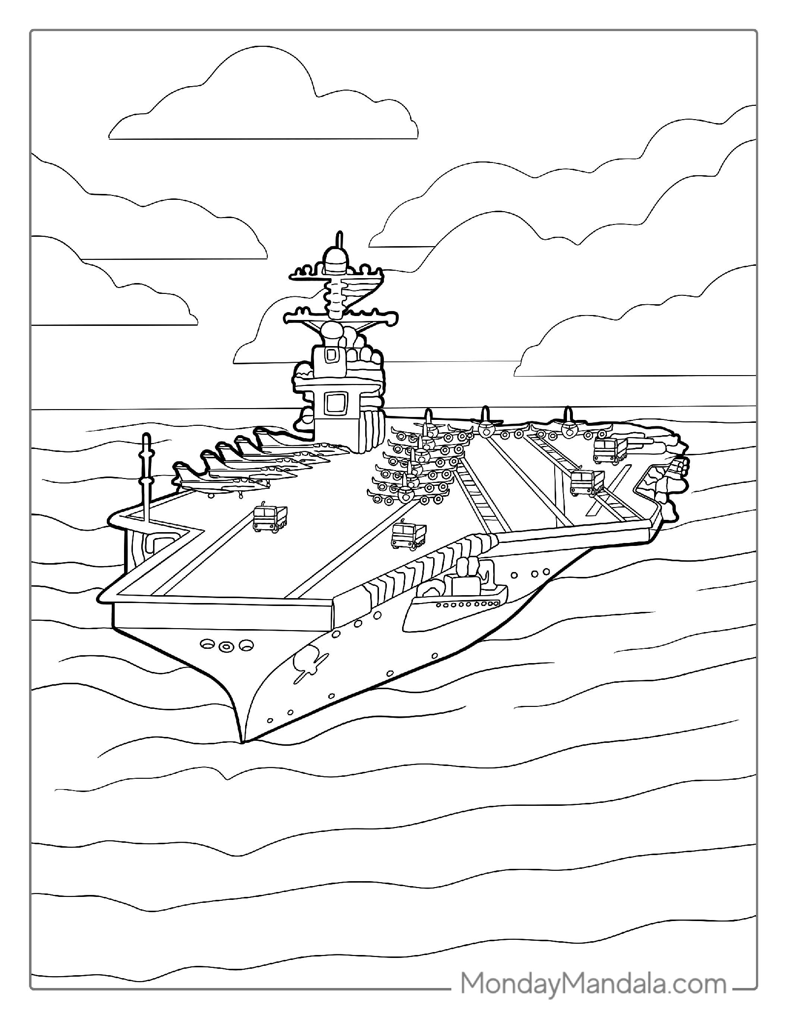 US Navy Aircraft Carrier Warship To Color