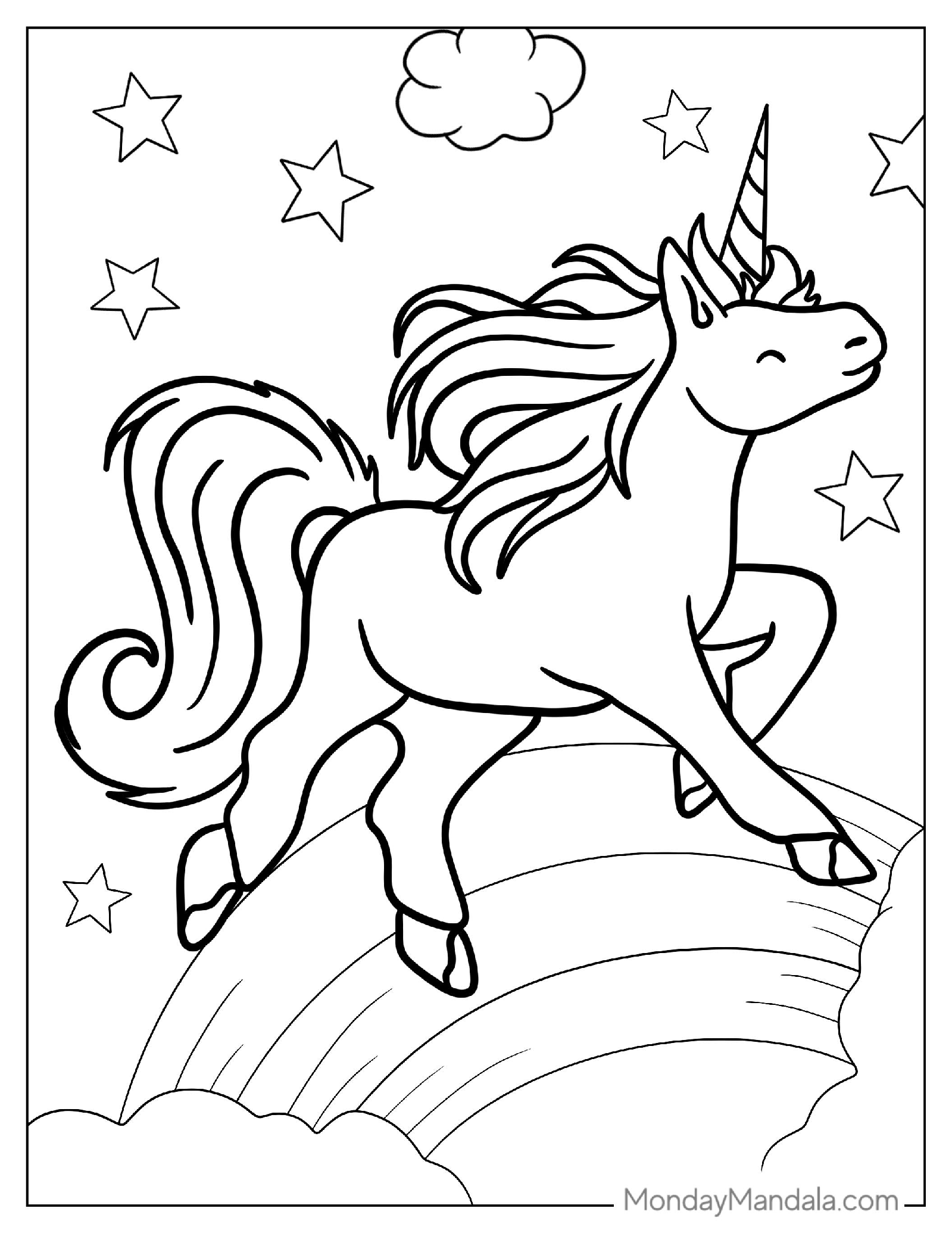 Unicorn Creature Jumping Over Rainbow To Color