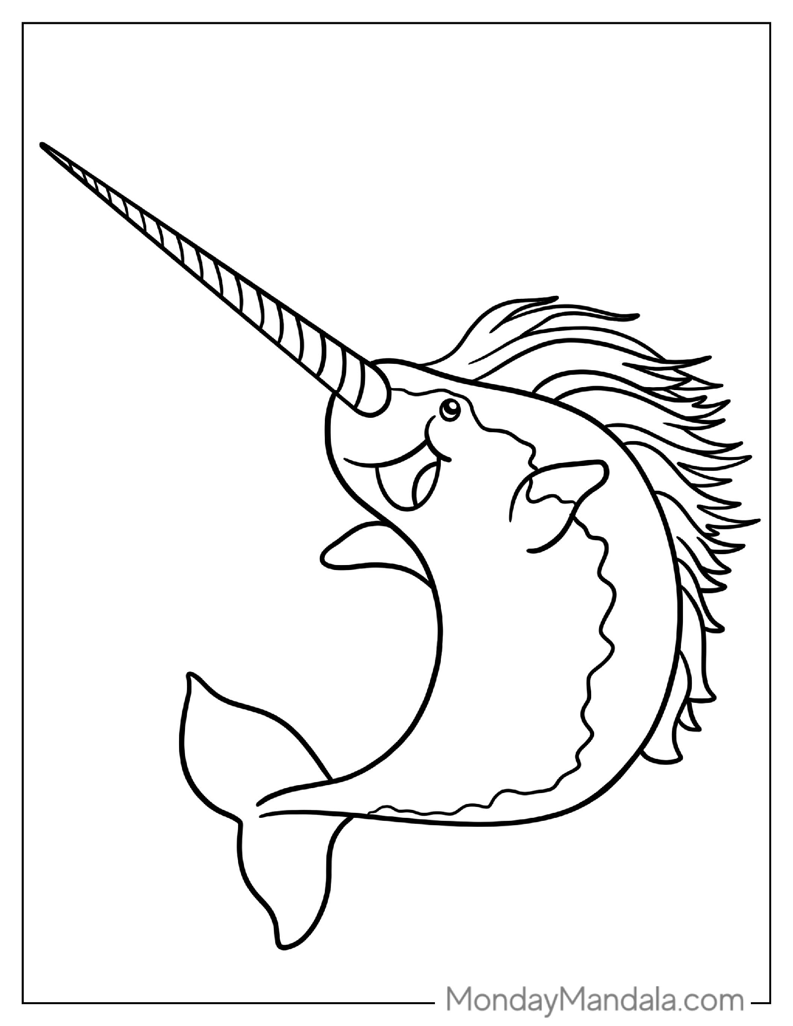 Unicorn Narwhal Coloring Sheet