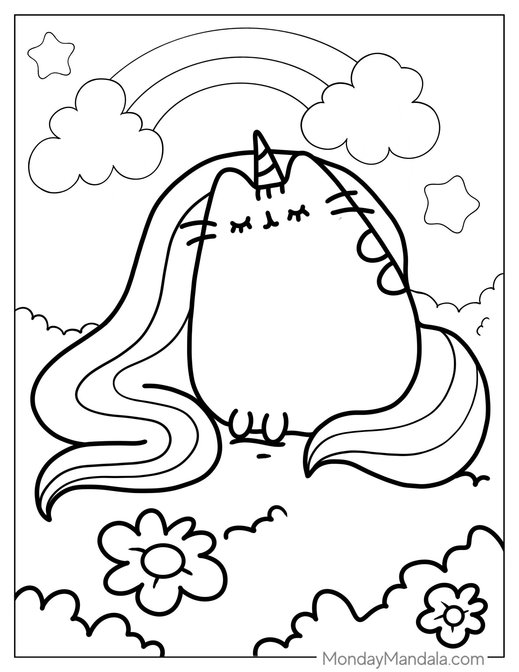 Unicorn Pusheen With Long Rainbow Hair