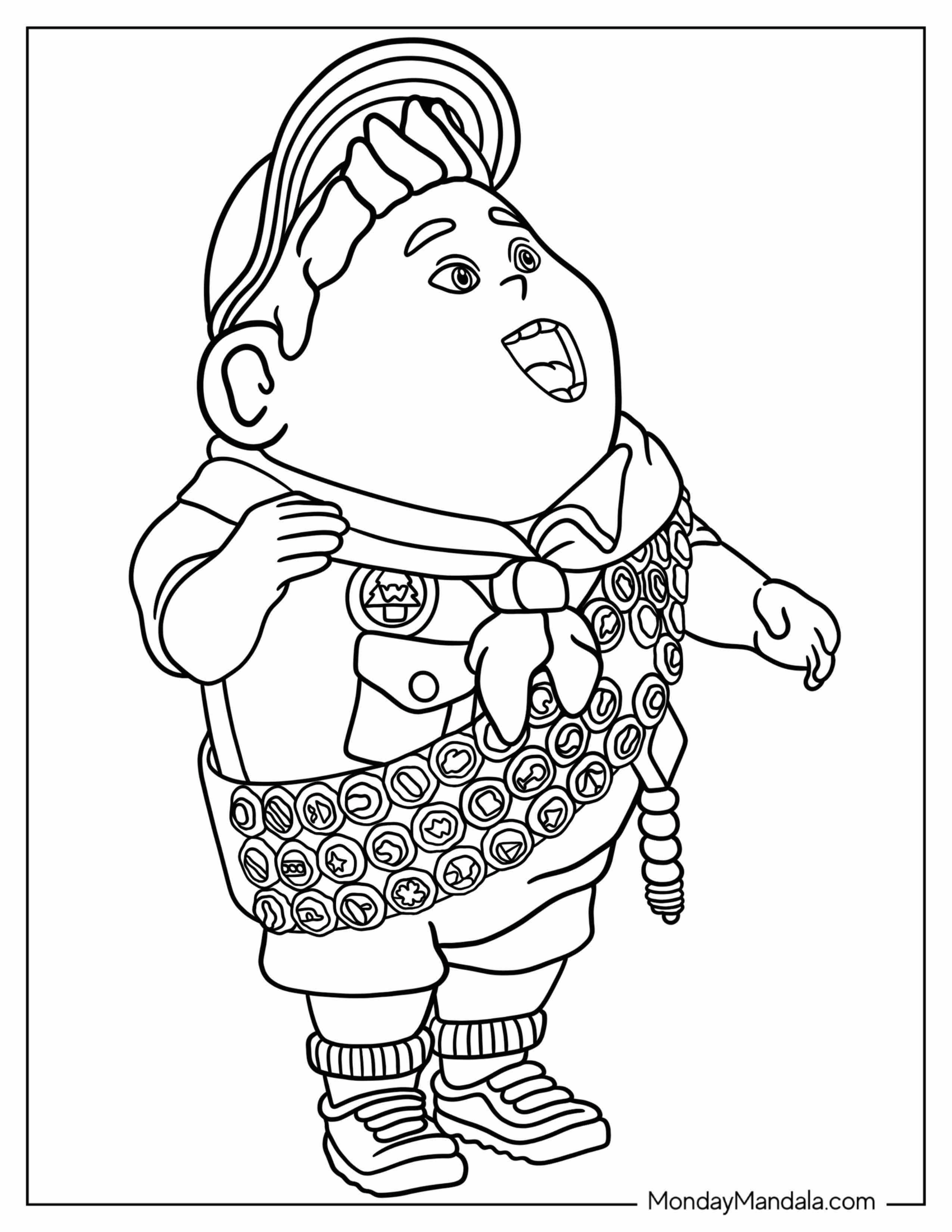 Up Coloring Page Of Cute Russel Talking For Kids