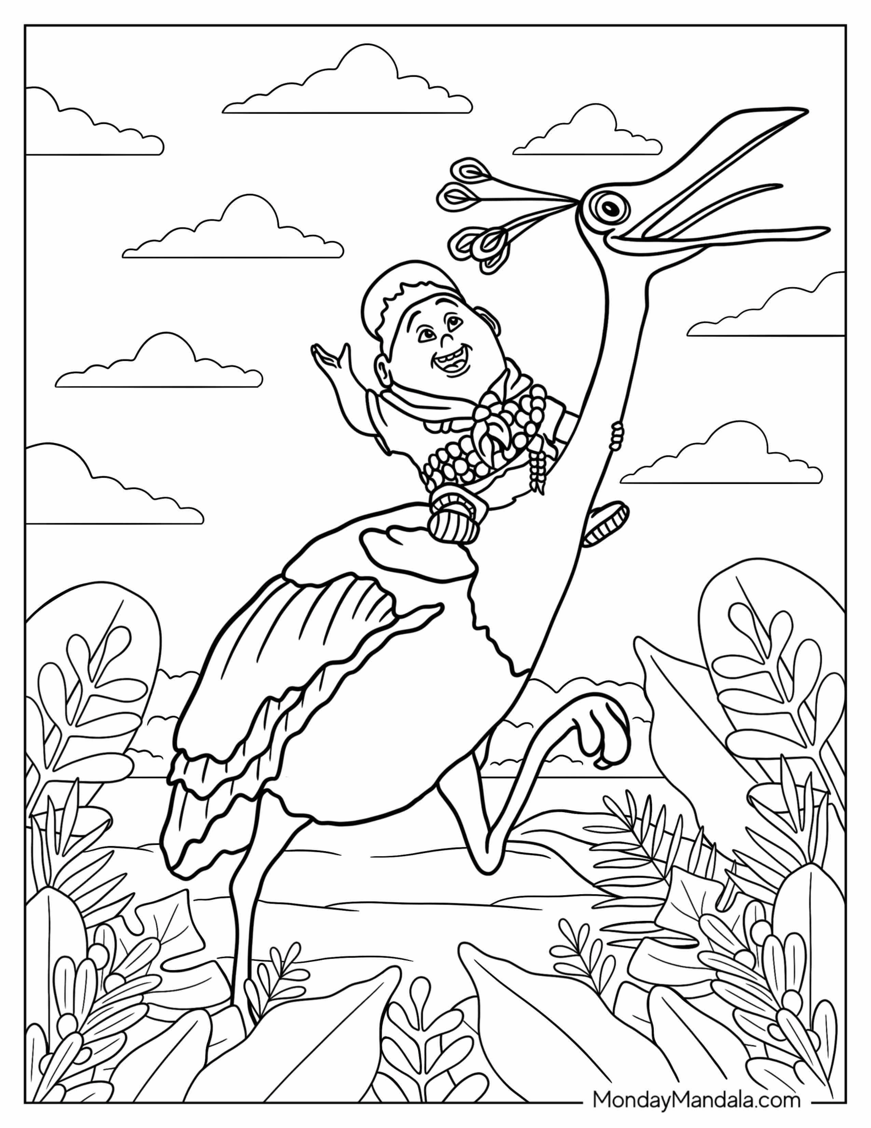 Up Coloring Page Of Russel Riding Kevin Dodo Bird